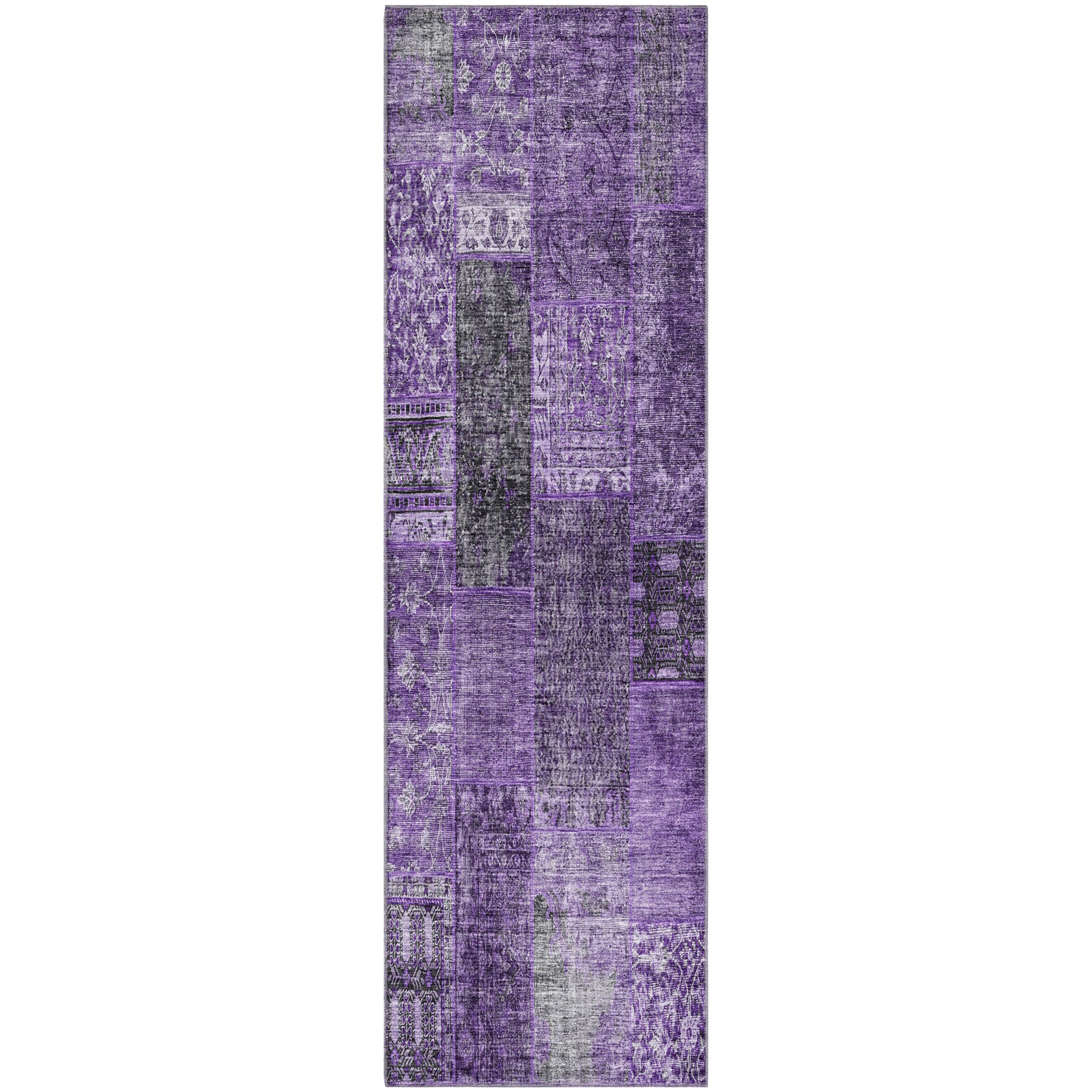 Sintra Machine Washable Transitional Eggplant Purple Rug 2'3" x 7'6" #shape_Runner