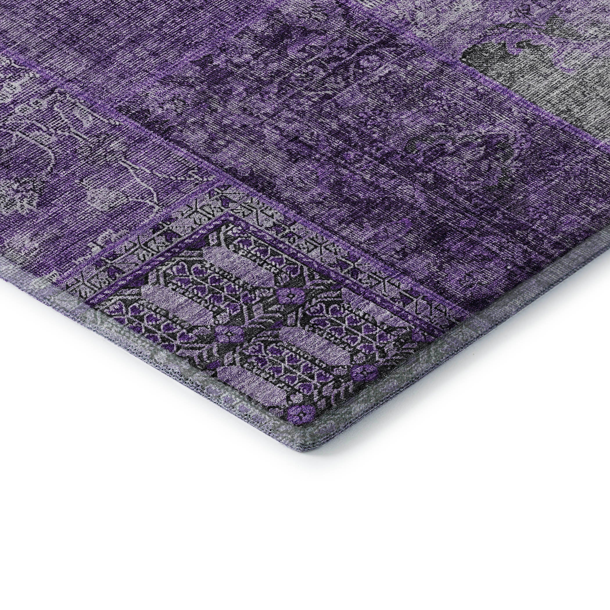 Sintra Machine Washable Transitional Eggplant Purple Rug 1'8" x 2'6" #shape_Rectangle