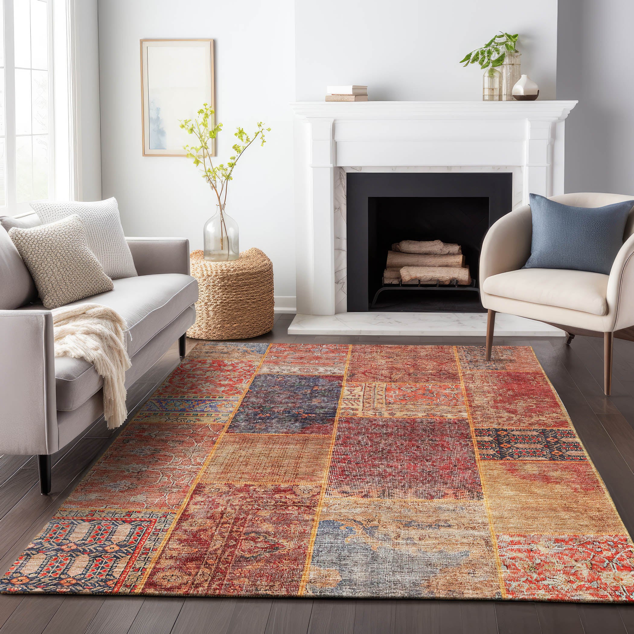 Sintra Machine Washable Transitional Red Rug 2'6" x 3'10" #shape_Rectangle