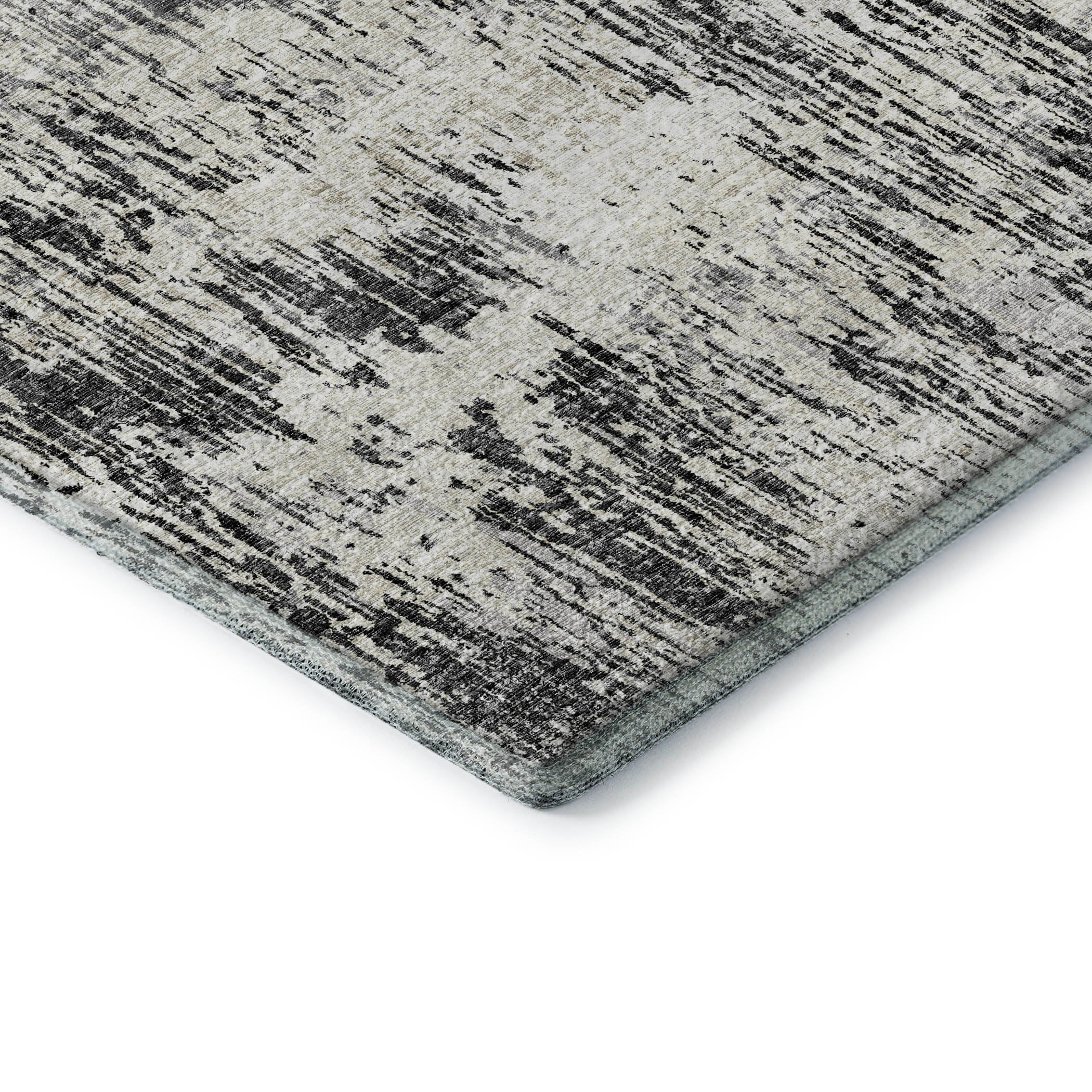 Bruges Machine Washable Transitional Gray Black Rug 1'8" x 2'6" #shape_Rectangle