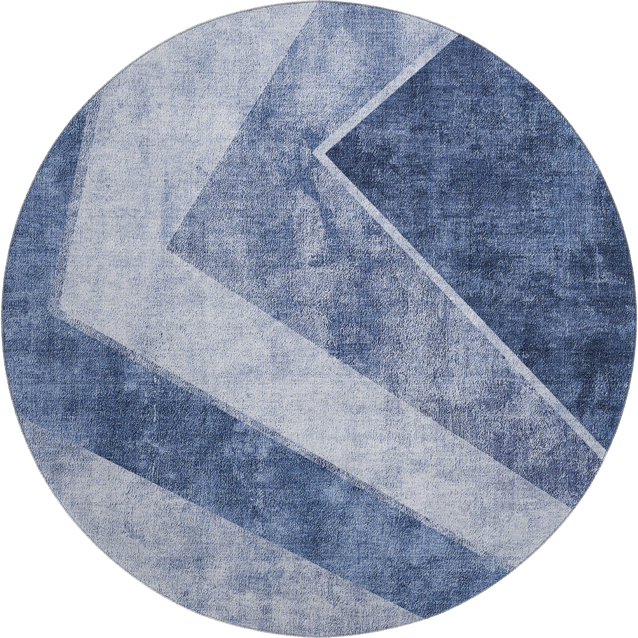 Lucerne Machine Washable Transitional Blue Rug 8' x 8' #shape_Round