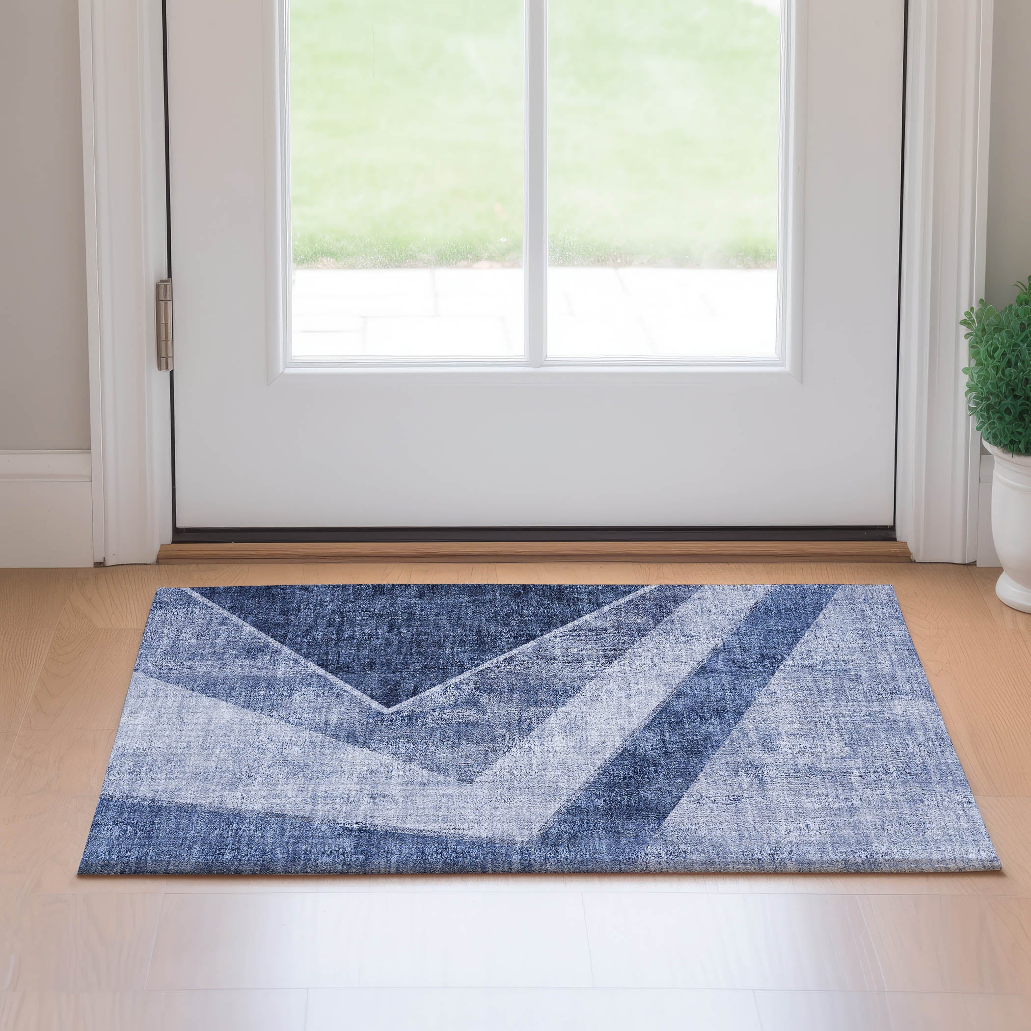 Lucerne Machine Washable Transitional Blue Rug 1'8" x 2'6" #shape_Rectangle