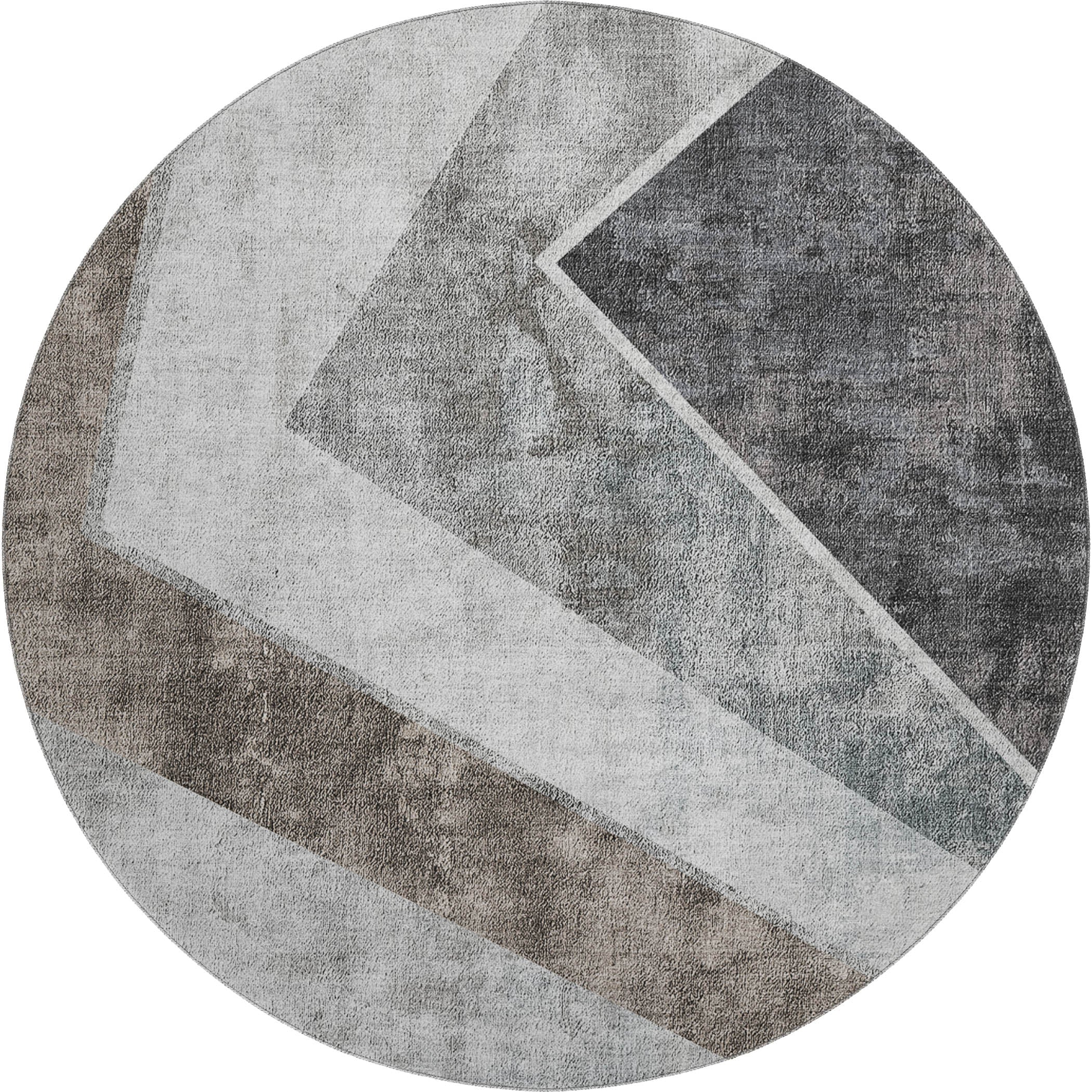 Lucerne Machine Washable Transitional Gray Rug 8' x 8' #shape_Round