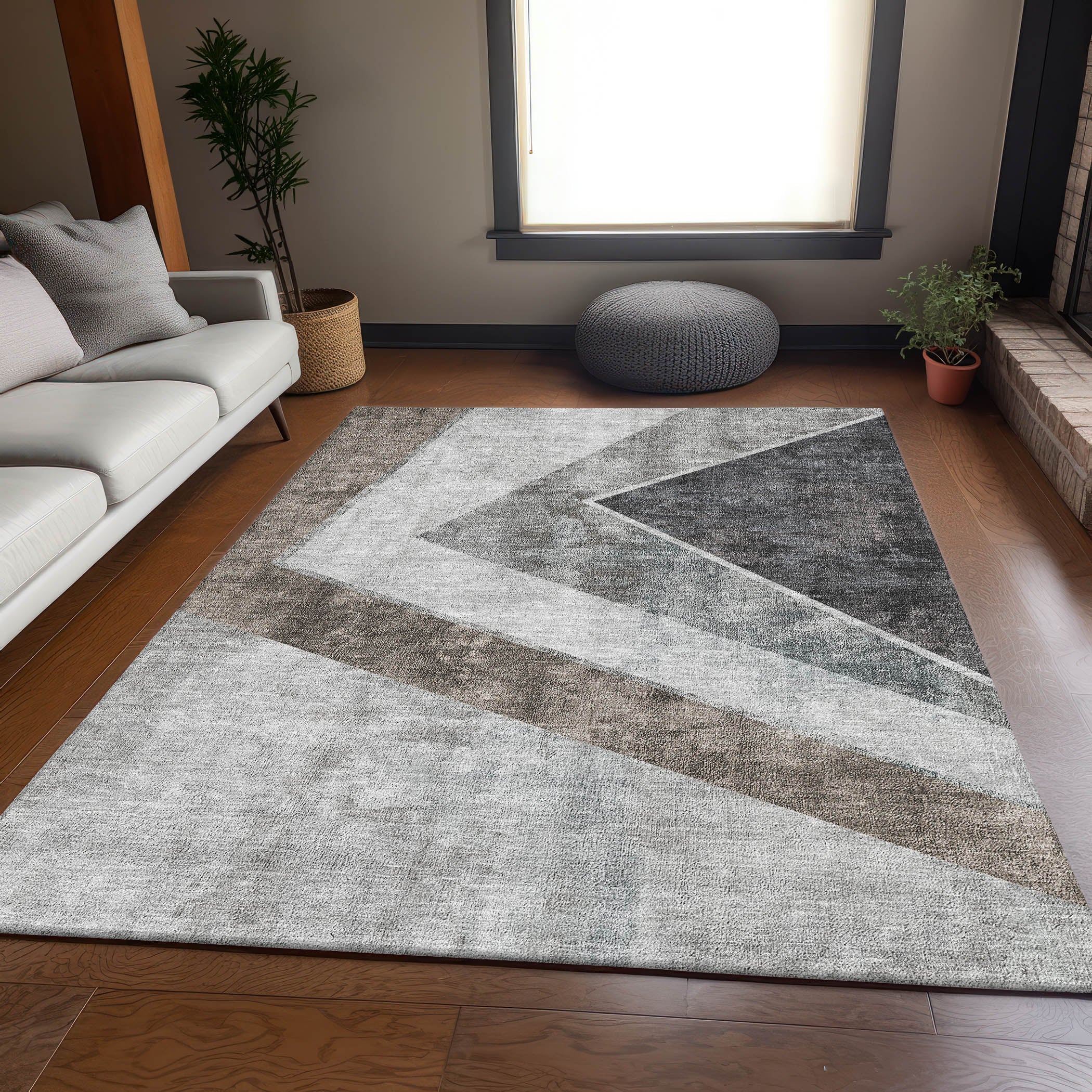 Lucerne Machine Washable Transitional Gray Rug 2'6" x 3'10" #shape_Rectangle