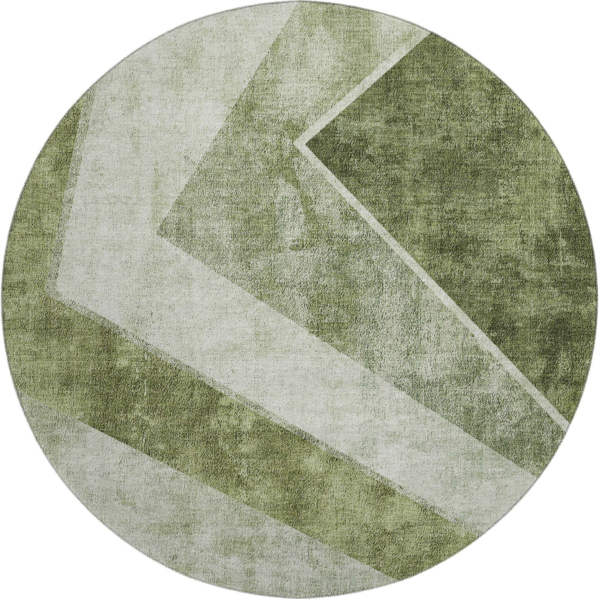Lucerne Machine Washable Transitional Olive Green Rug 8' x 8' #shape_Round