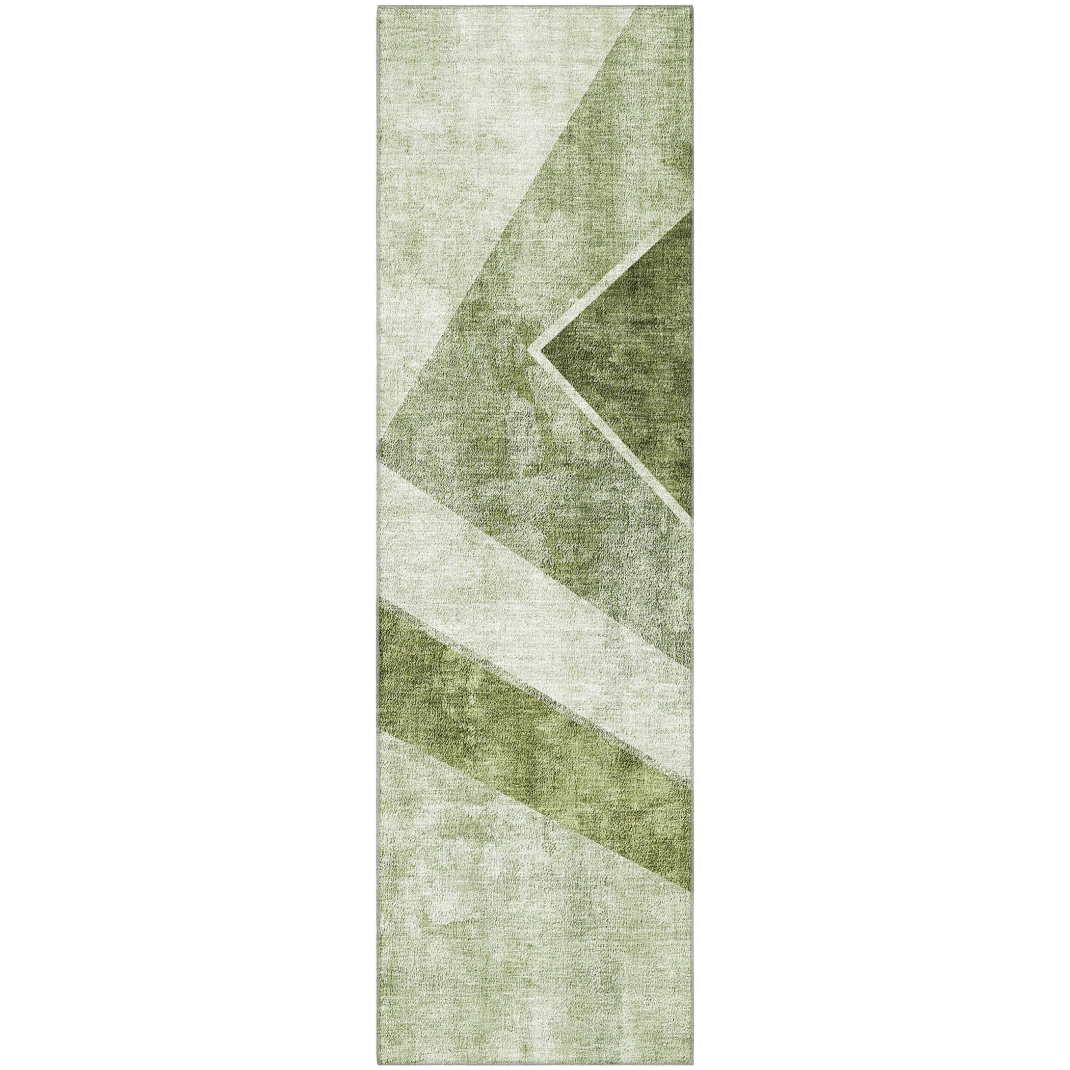 Lucerne Machine Washable Transitional Olive Green Rug 2'3" x 7'6" #shape_Runner