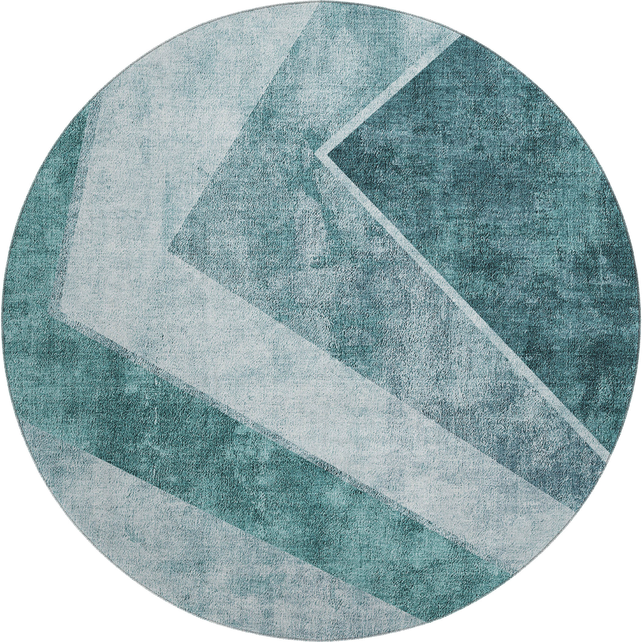 Lucerne Machine Washable Transitional Teal Rug 8' x 8' #shape_Round