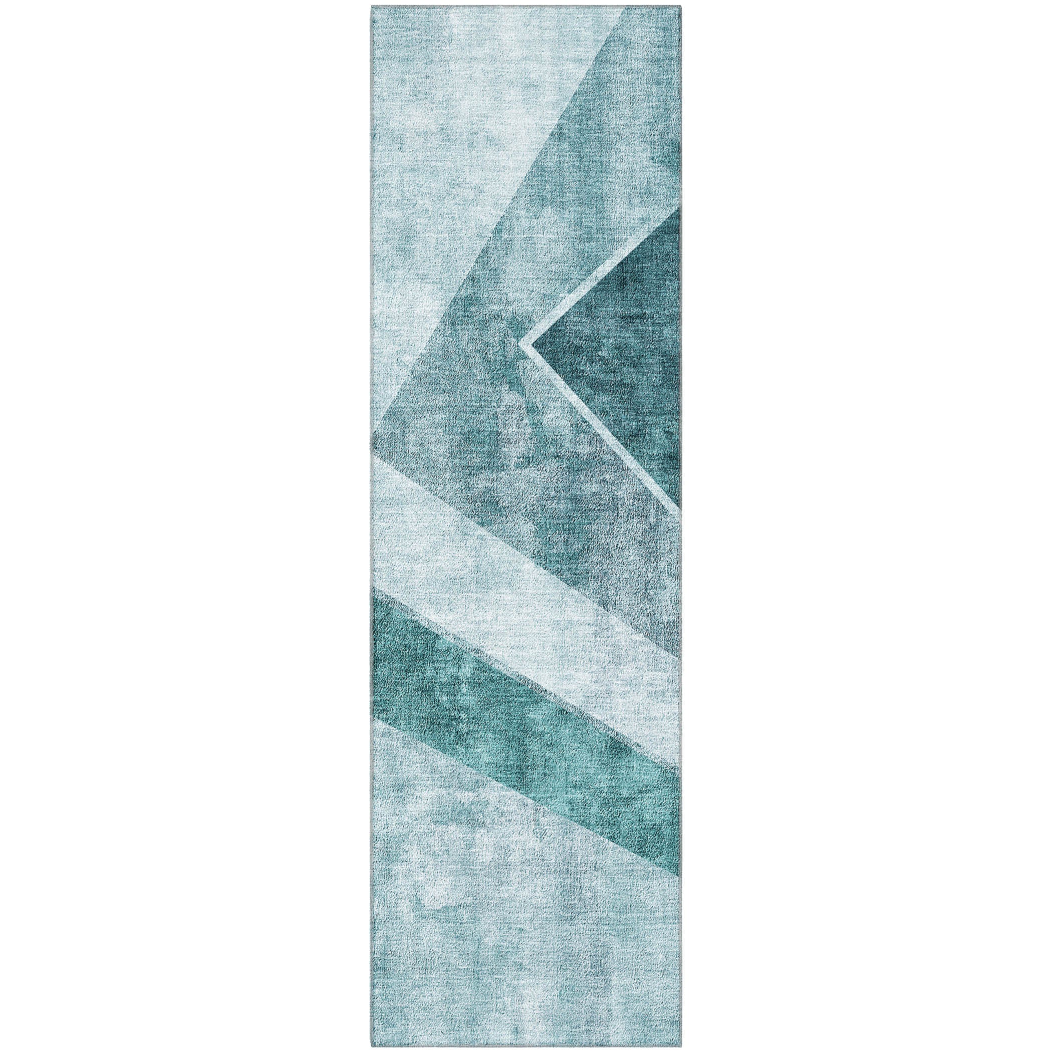 Lucerne Machine Washable Transitional Teal Rug 2'3" x 7'6" #shape_Runner