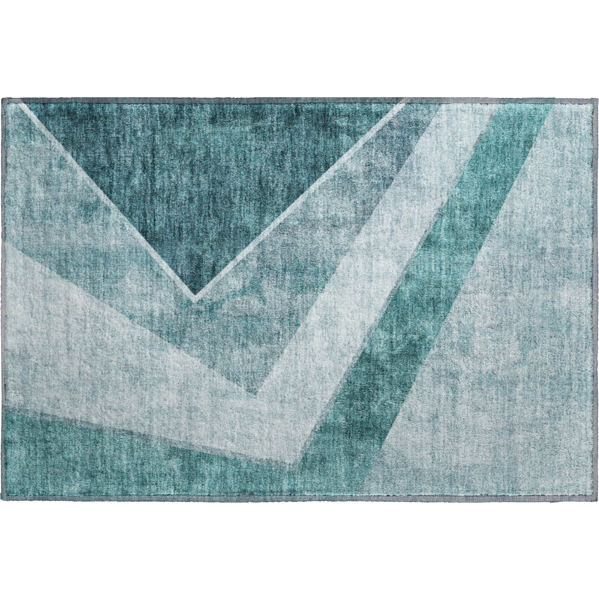 Lucerne Machine Washable Transitional Teal Rug 1'8" x 2'6" #shape_Rectangle