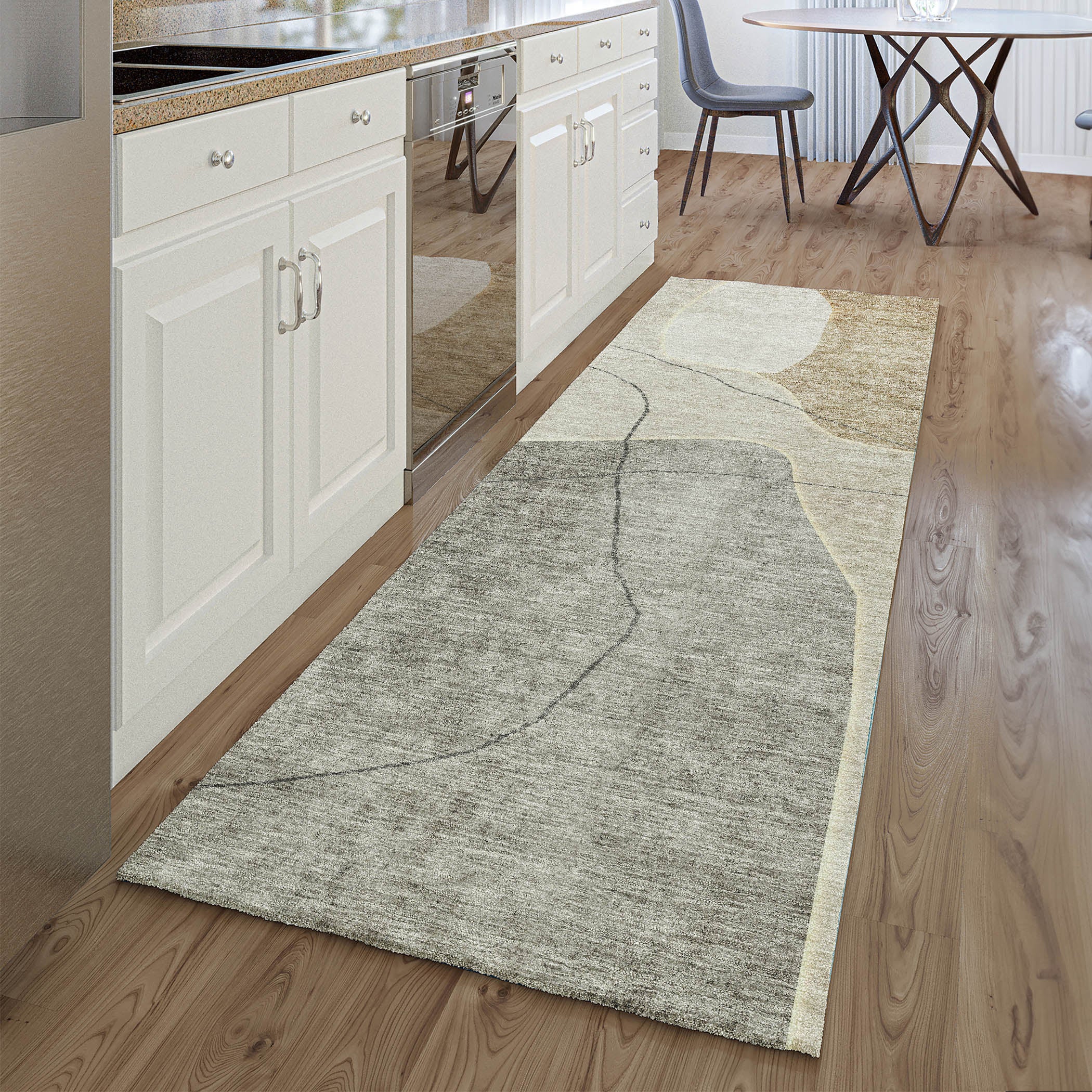 Cairo Machine Washable Transitional Beige Brown Rug 2'3" x 7'6" #shape_Runner