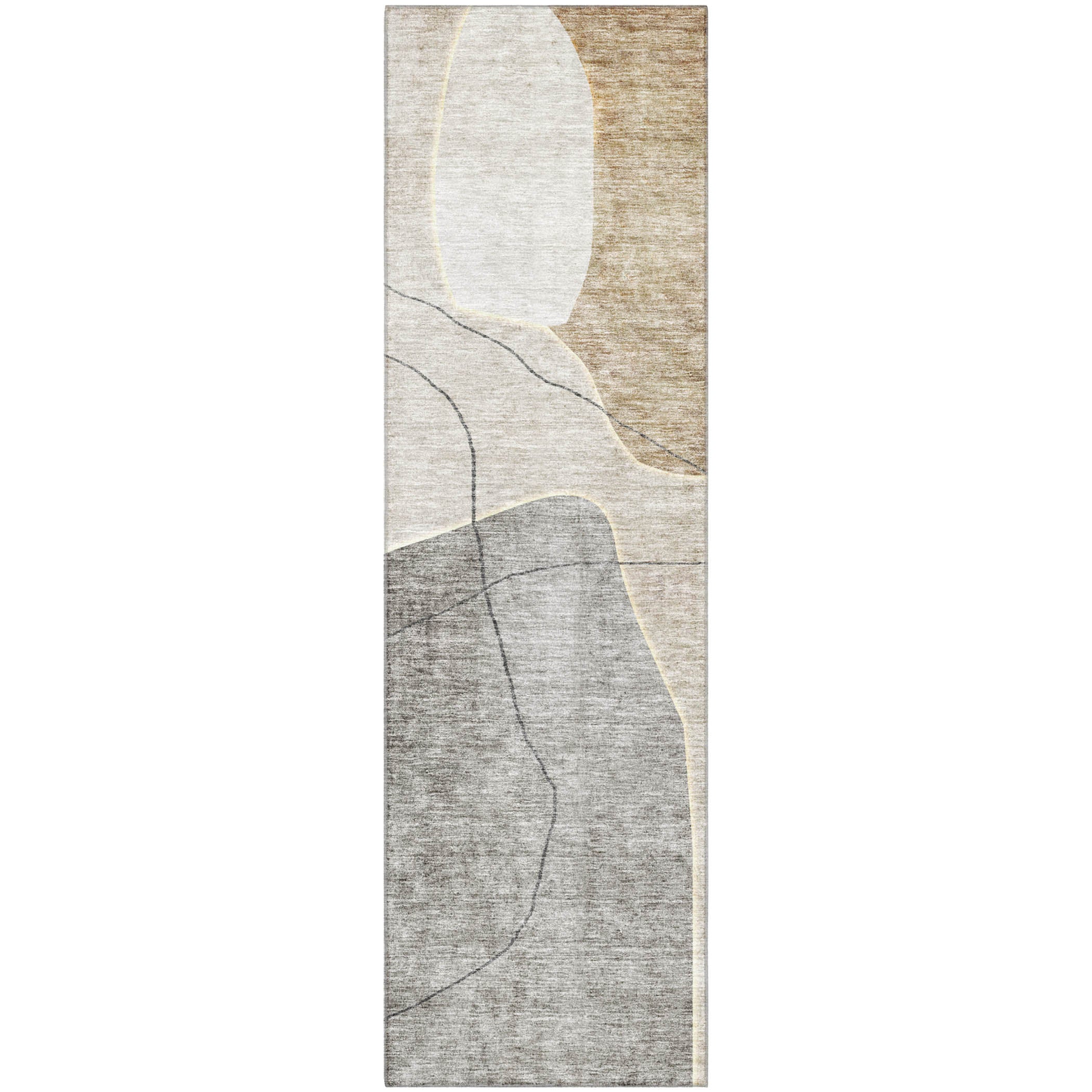 Cairo Machine Washable Transitional Beige Brown Rug 2'3" x 7'6" #shape_Runner