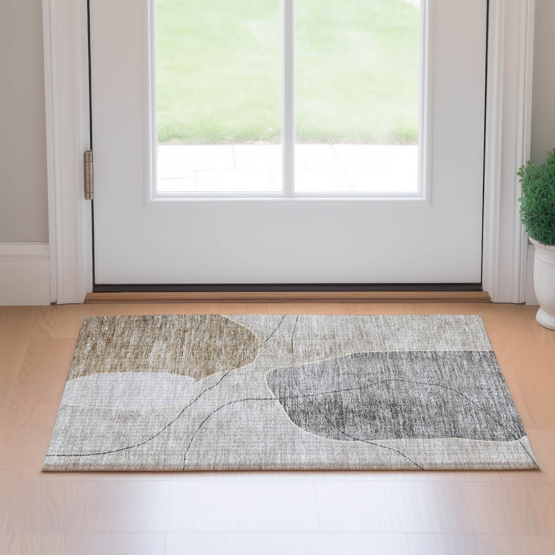 Cairo Machine Washable Transitional Beige Brown Rug 1'8" x 2'6" #shape_Rectangle