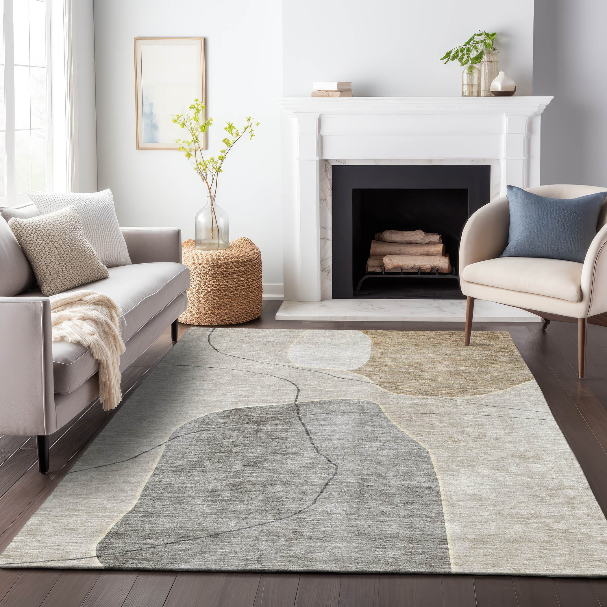 Cairo Machine Washable Transitional Beige Brown Rug 2'6" x 3'10" #shape_Rectangle