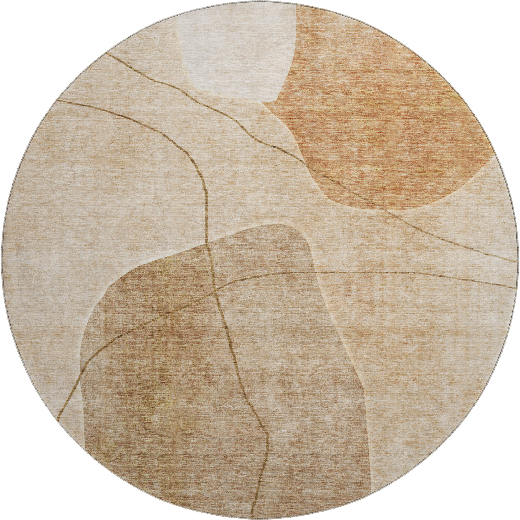 Cairo Machine Washable Transitional Paprika Orange Rug 8' x 8' #shape_Round