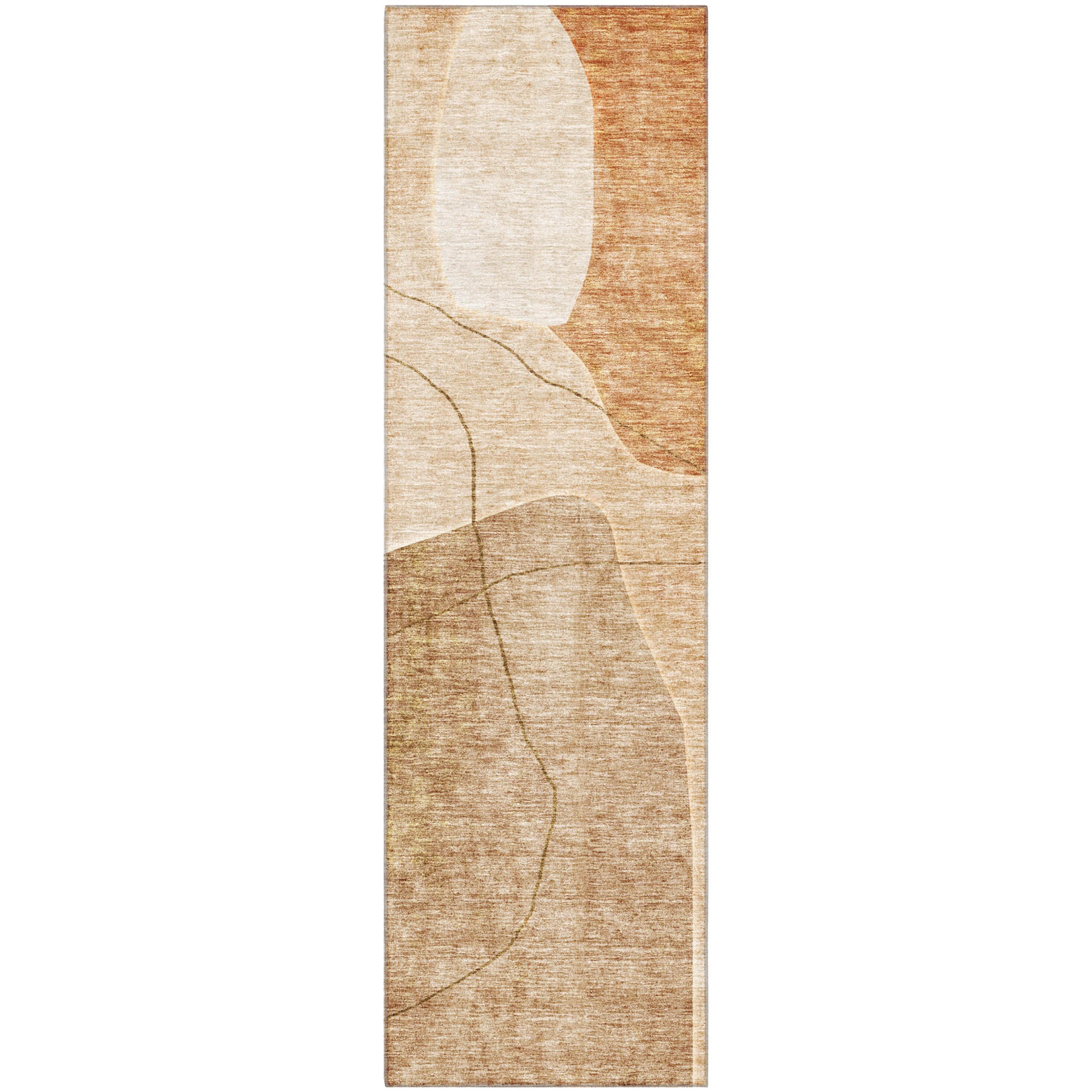 Cairo Machine Washable Transitional Paprika Orange Rug 2'3" x 7'6" #shape_Runner