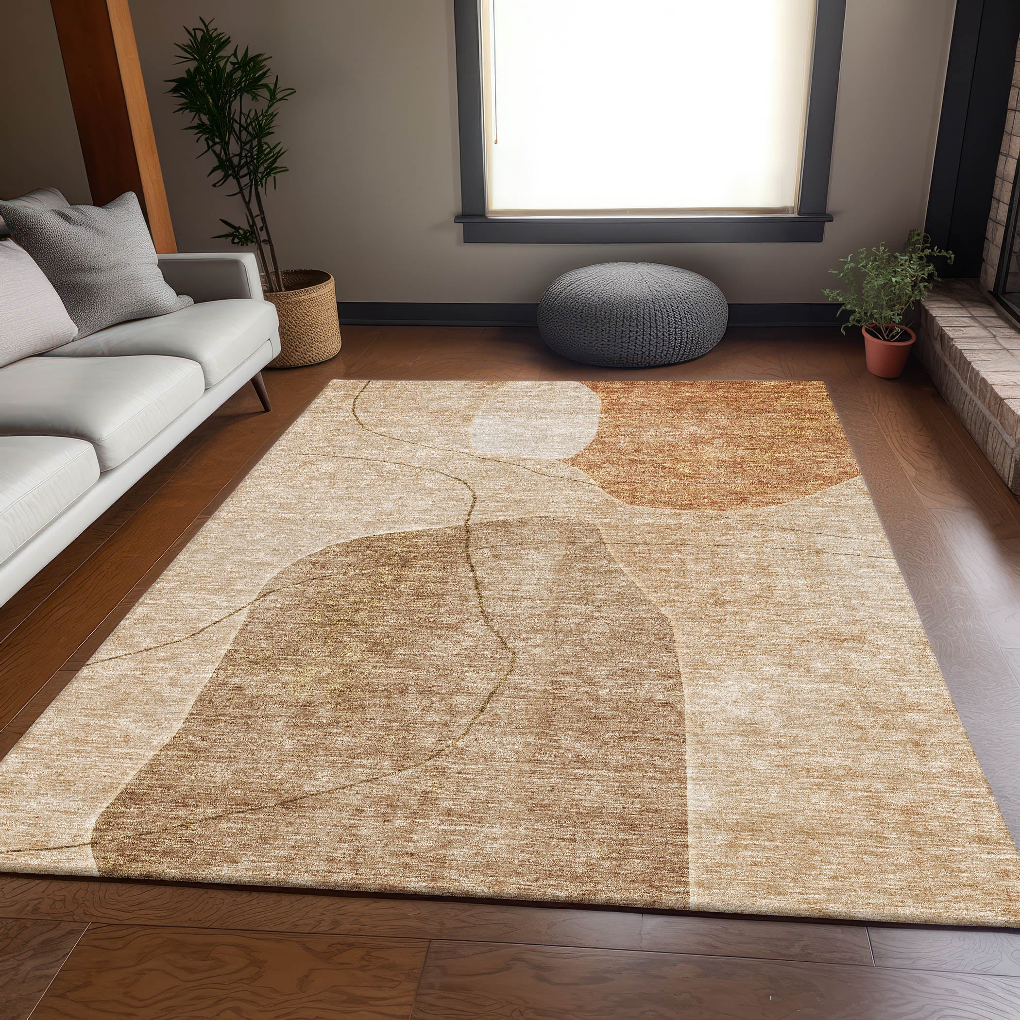 Cairo Machine Washable Transitional Paprika Orange Rug 2'6" x 3'10" #shape_Rectangle