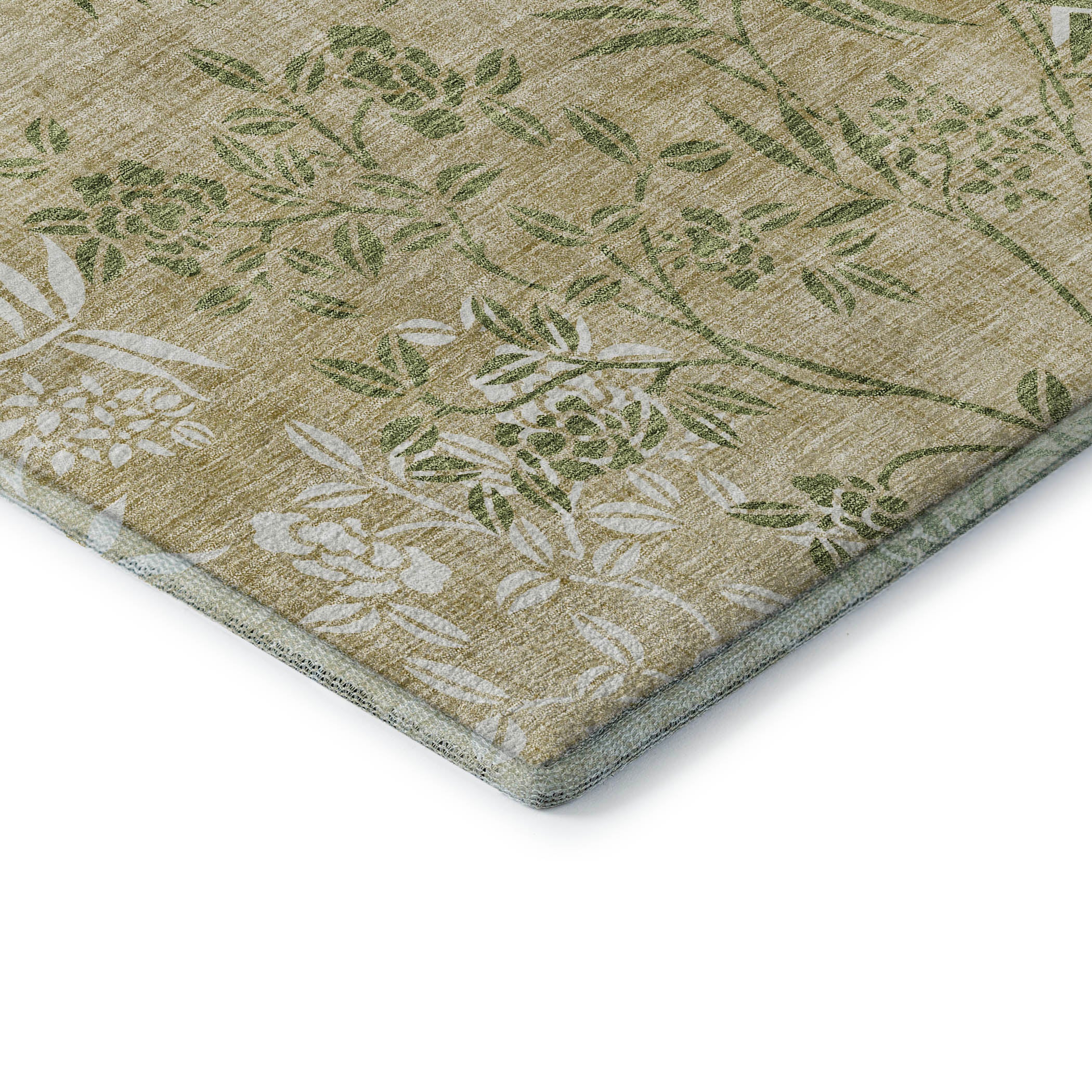 Queenstown Machine Washable Transitional Khaki Brown Rug 1'8" x 2'6" #shape_Rectangle