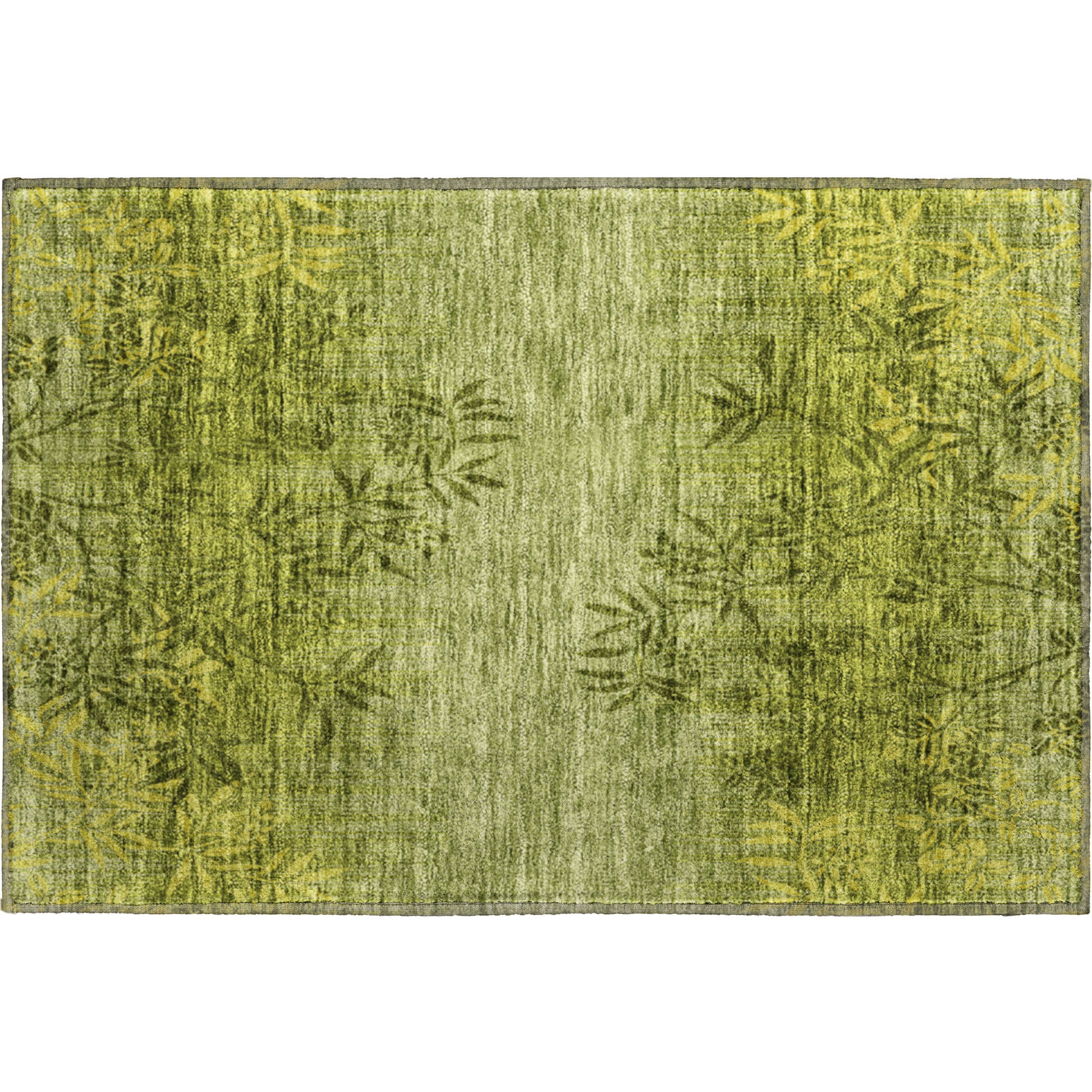 Queenstown Machine Washable Transitional Olive Green Rug 1'8" x 2'6" #shape_Rectangle