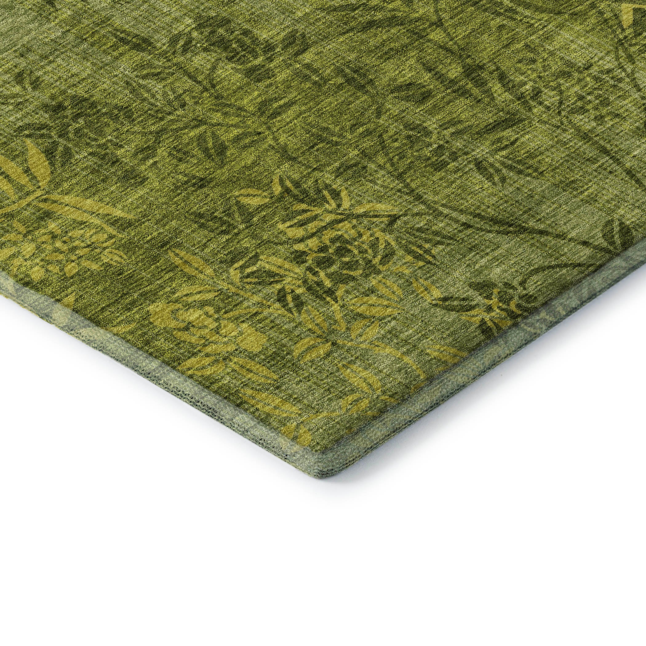 Queenstown Machine Washable Transitional Olive Green Rug 1'8" x 2'6" #shape_Rectangle