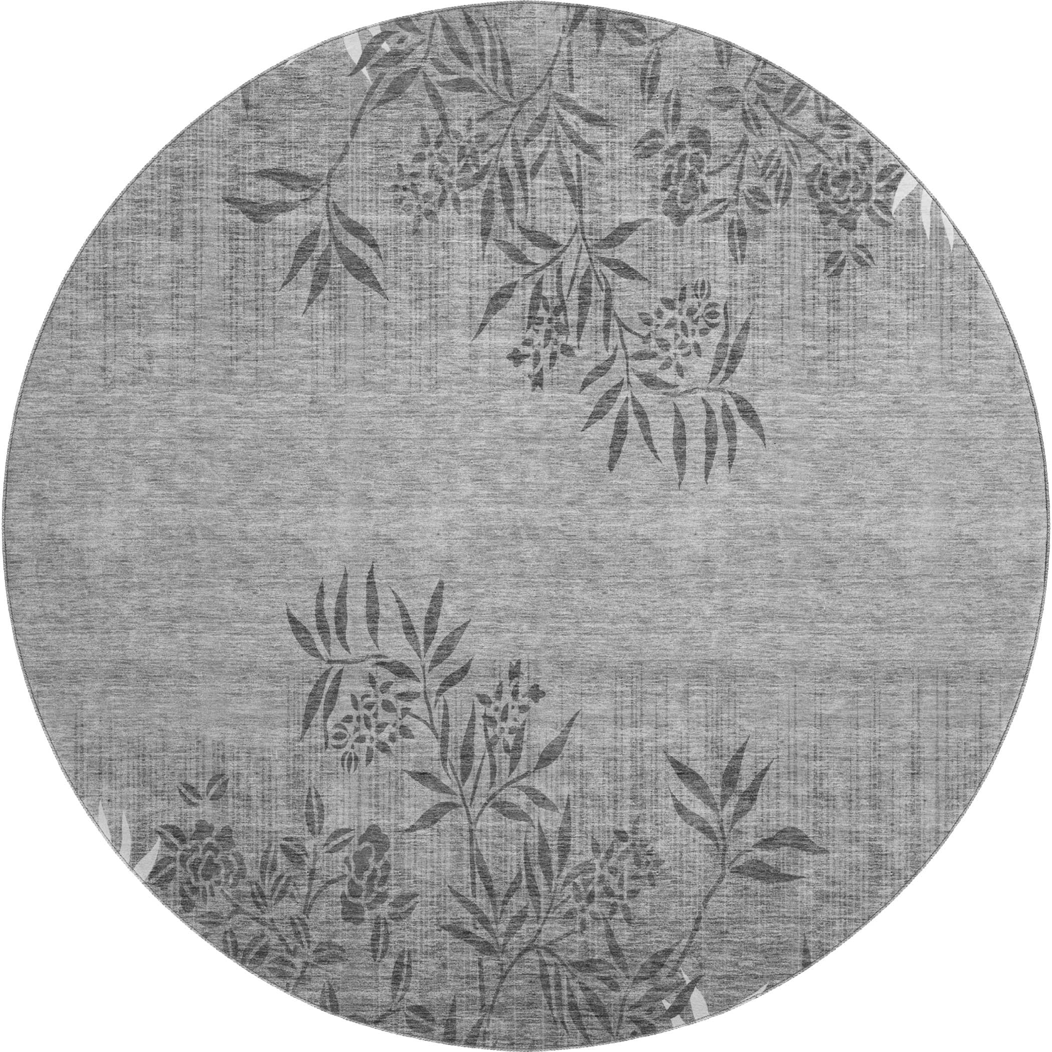 Queenstown Machine Washable Transitional Pewter Gray Rug 8' x 8' #shape_Round