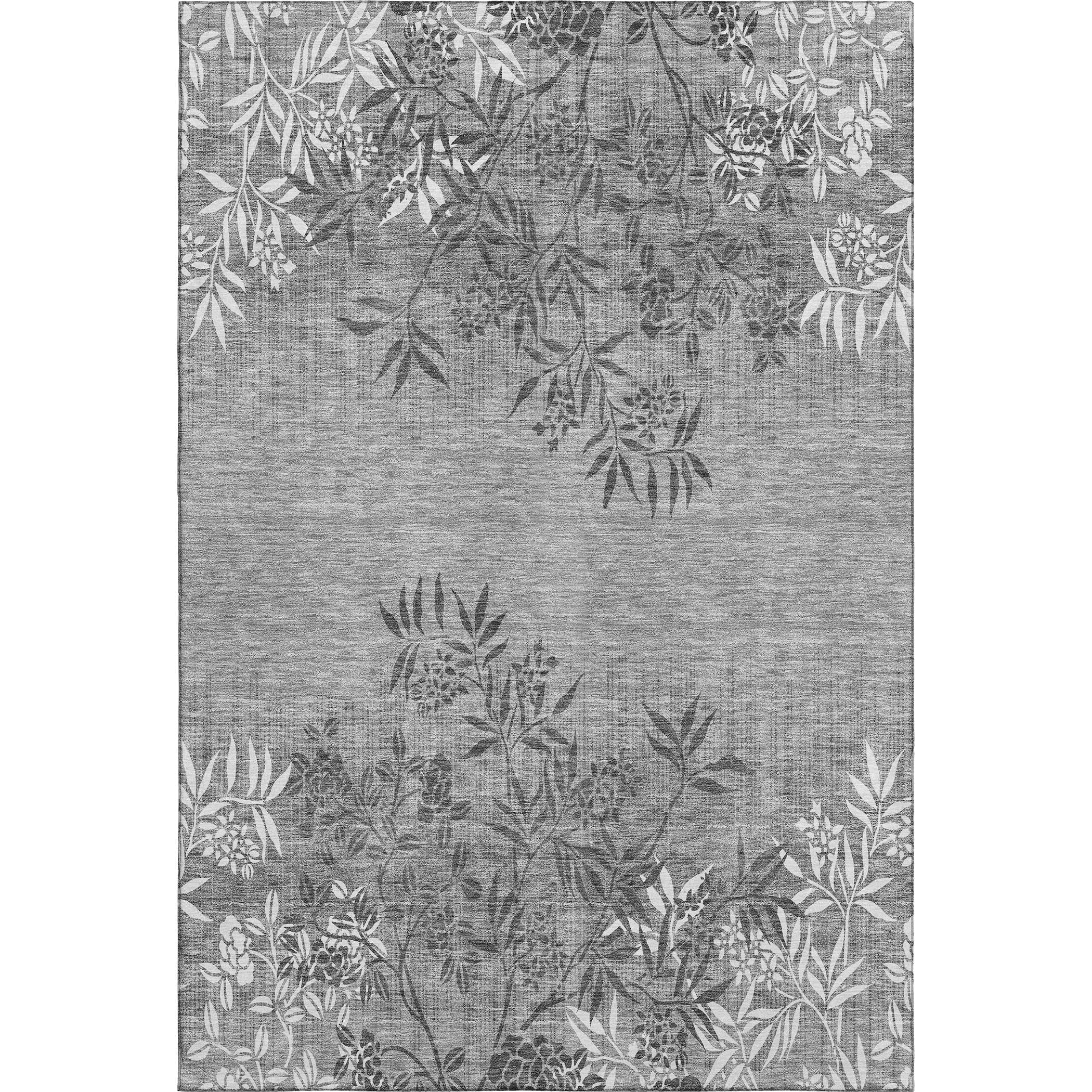 Queenstown Machine Washable Transitional Pewter Gray Rug 2'6" x 3'10" #shape_Rectangle