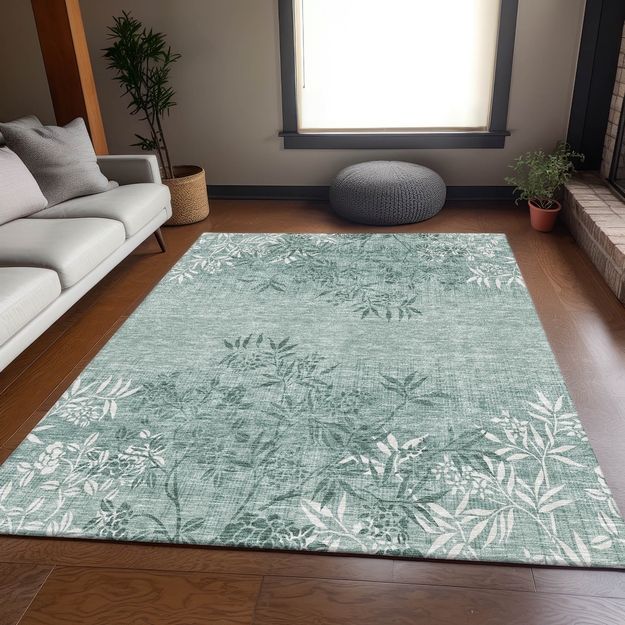 Queenstown Machine Washable Transitional Sage Green Rug 2'6" x 3'10" #shape_Rectangle