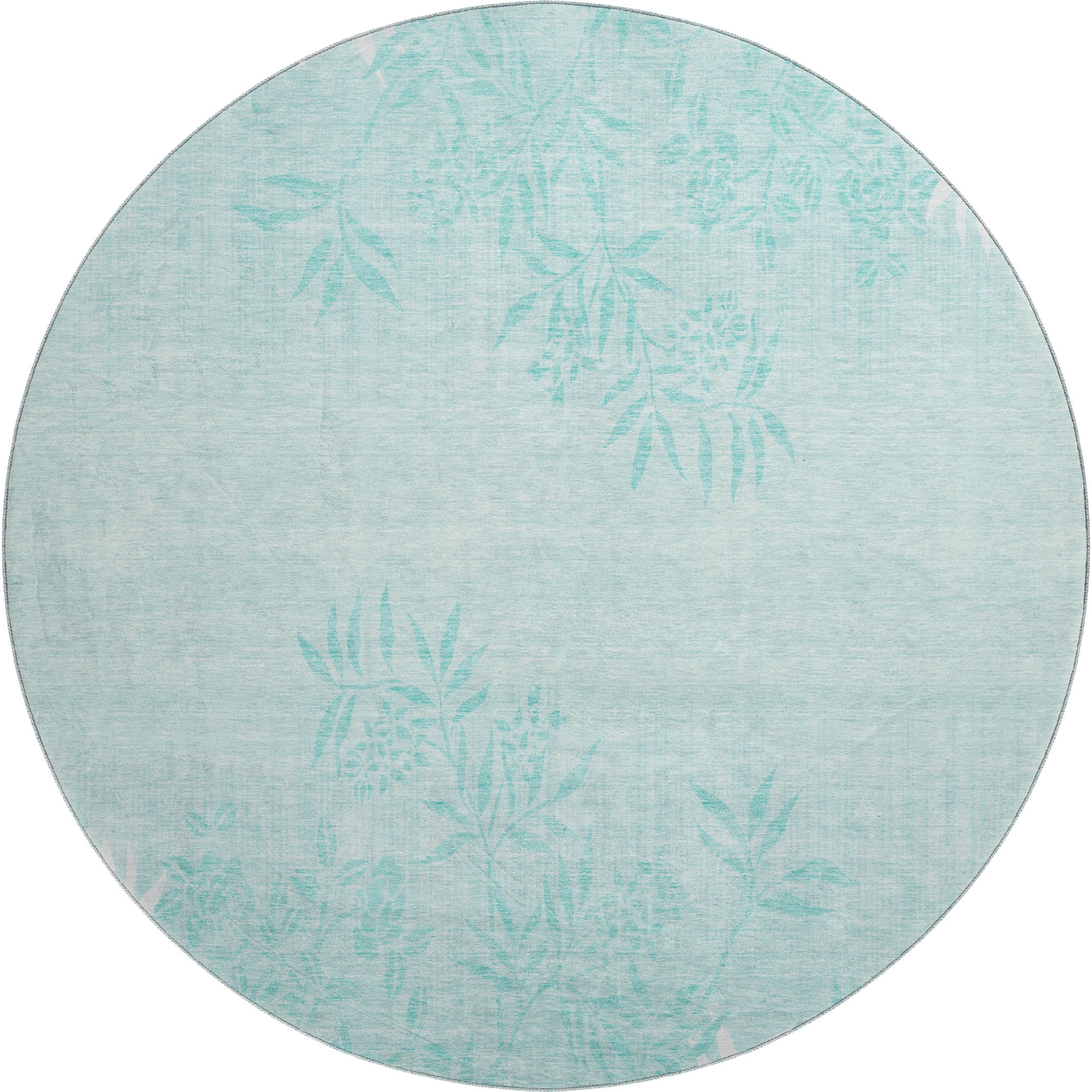 Queenstown Machine Washable Transitional Teal Rug 8' x 8' #shape_Round