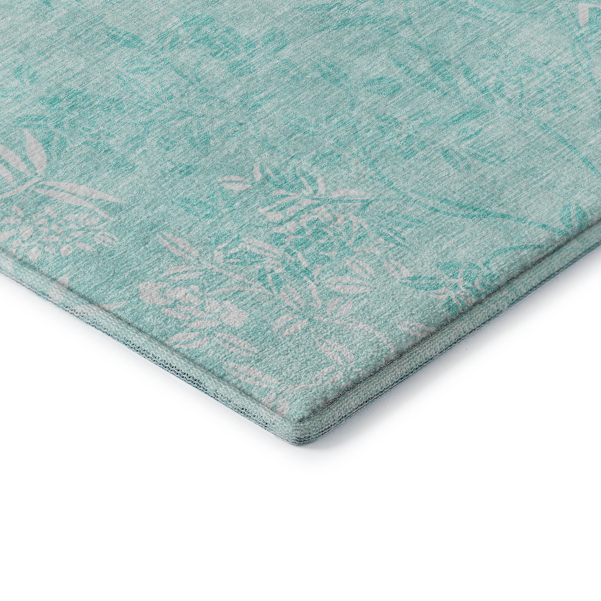 Queenstown Machine Washable Transitional Teal Rug 1'8" x 2'6" #shape_Rectangle
