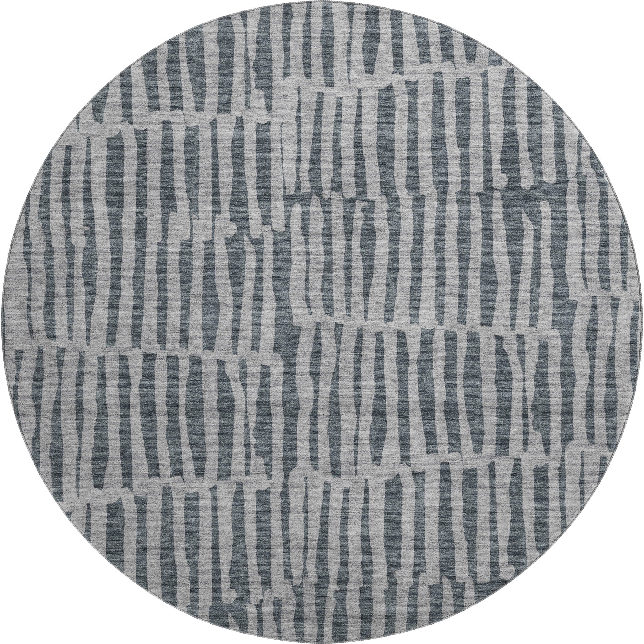 Sarajevo Machine Washable Transitional Charcoal Gray Rug 8' x 8' #shape_Round
