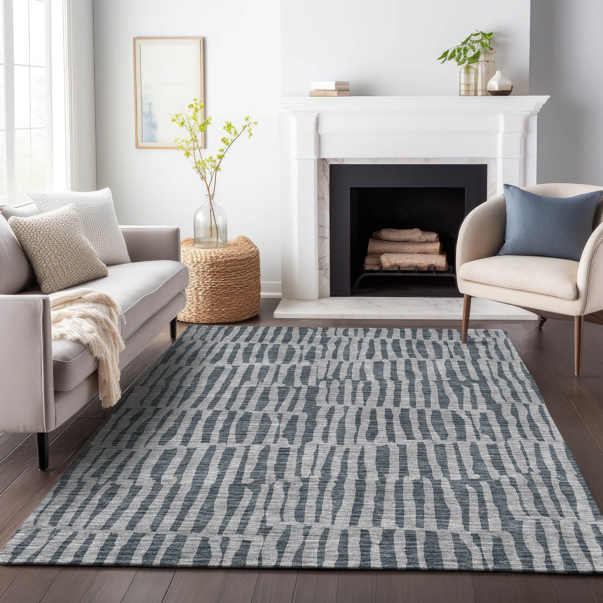 Sarajevo Machine Washable Transitional Charcoal Gray Rug 2'6" x 3'10" #shape_Rectangle