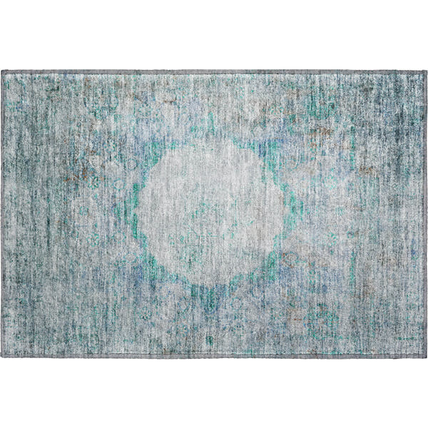 Budapest Machine Washable Traditional Teal Rug 1'8" x 2'6"