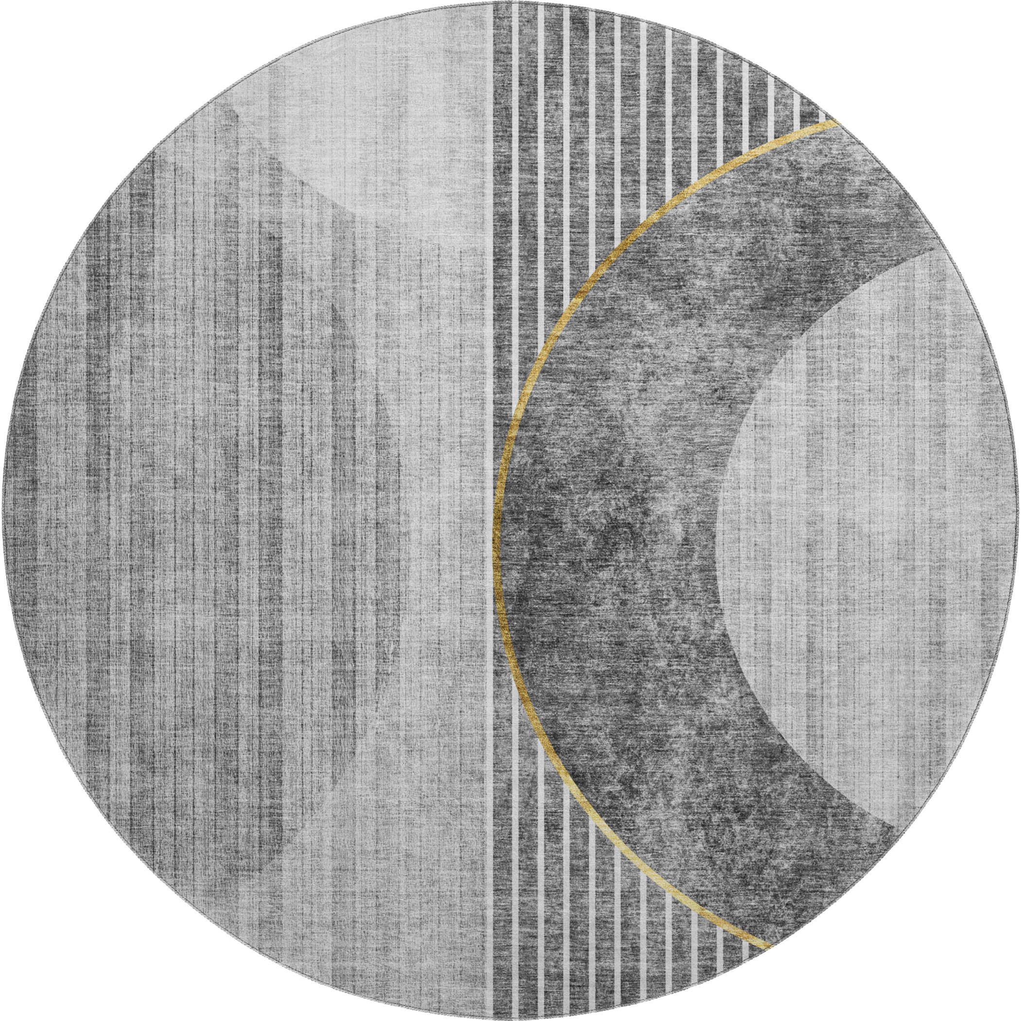 Marrakech Machine Washable Transitional Charcoal Gray Rug 8' x 8' #shape_Round