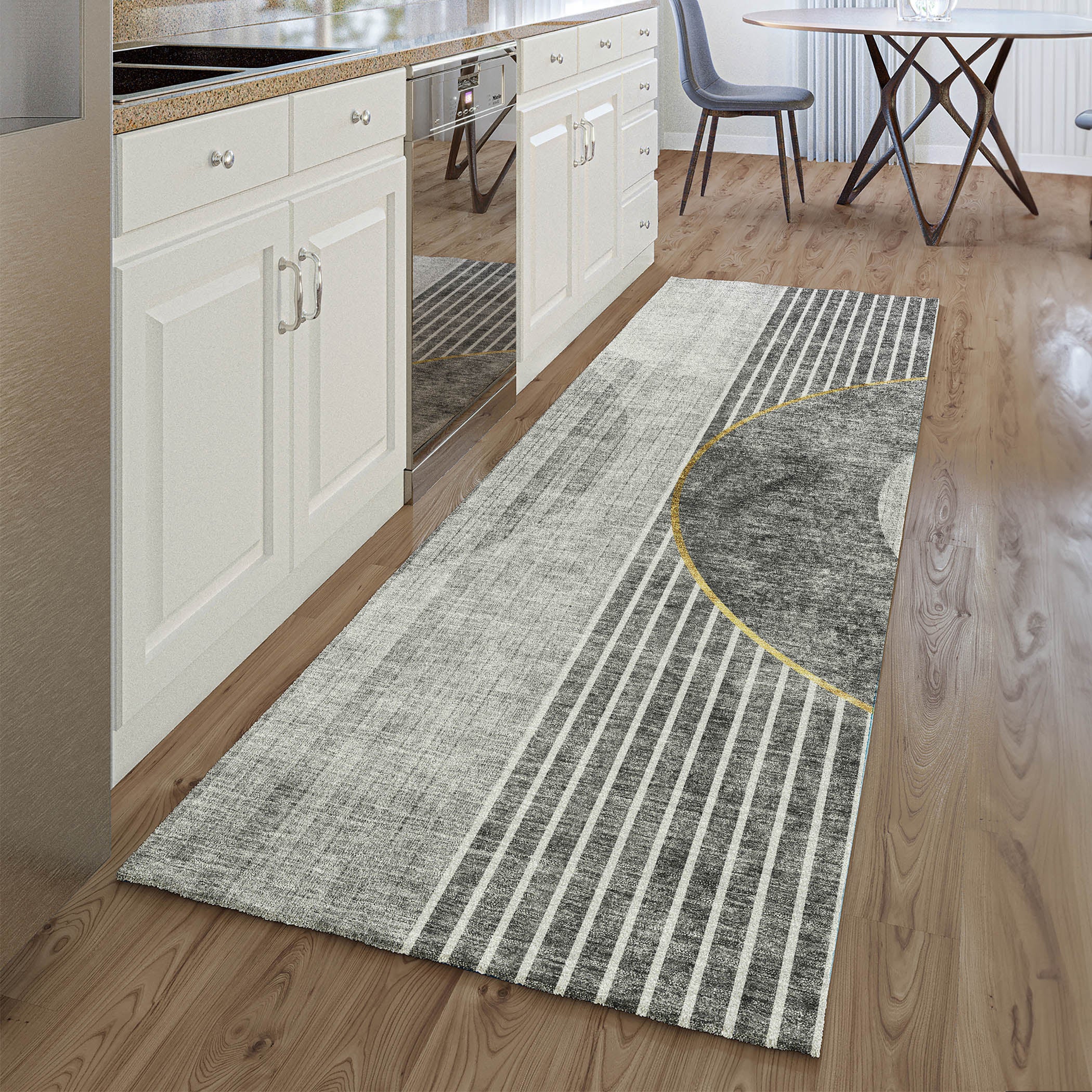 Marrakech Machine Washable Transitional Charcoal Gray Rug 2'3" x 7'6" #shape_Runner