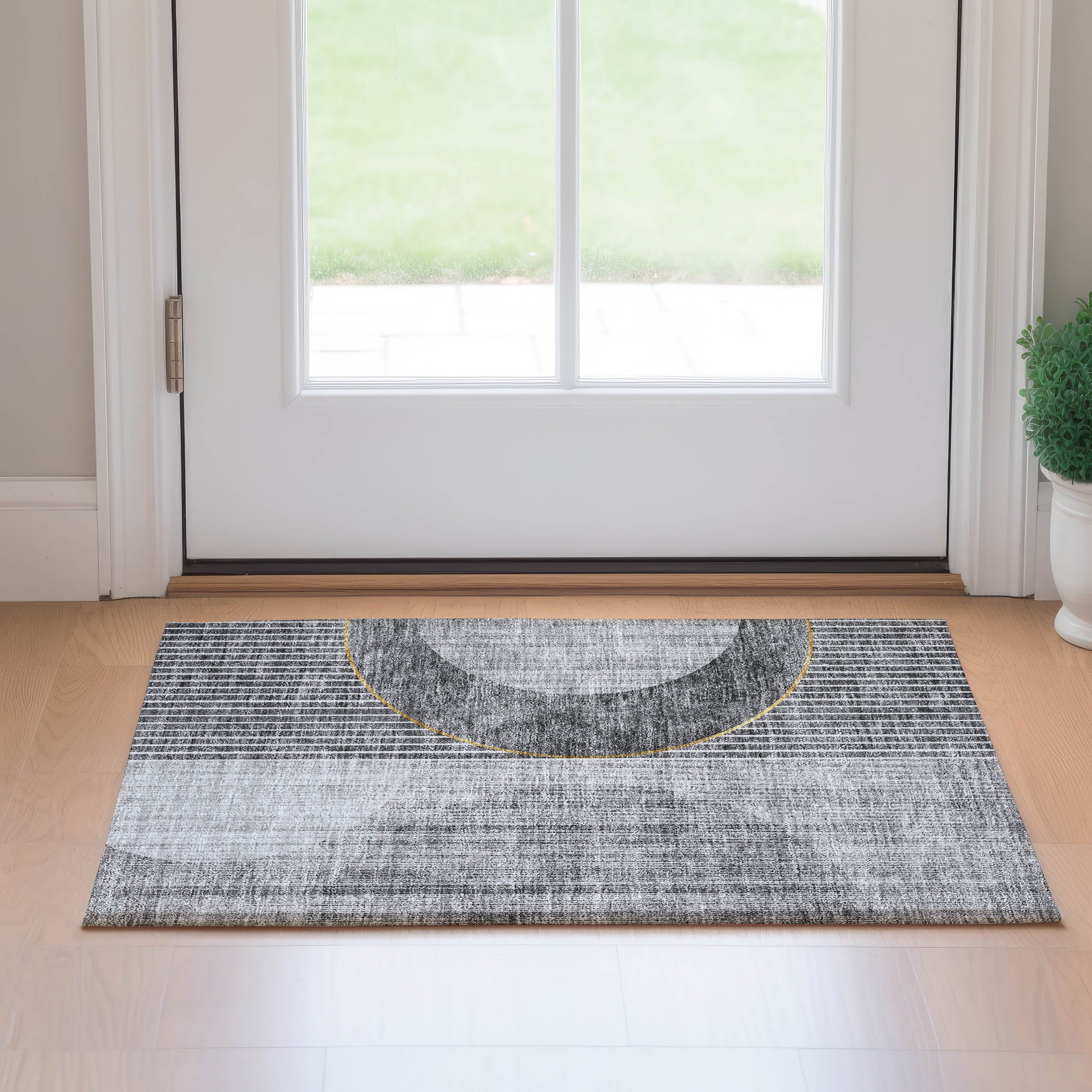 Marrakech Machine Washable Transitional Charcoal Gray Rug 1'8" x 2'6" #shape_Rectangle