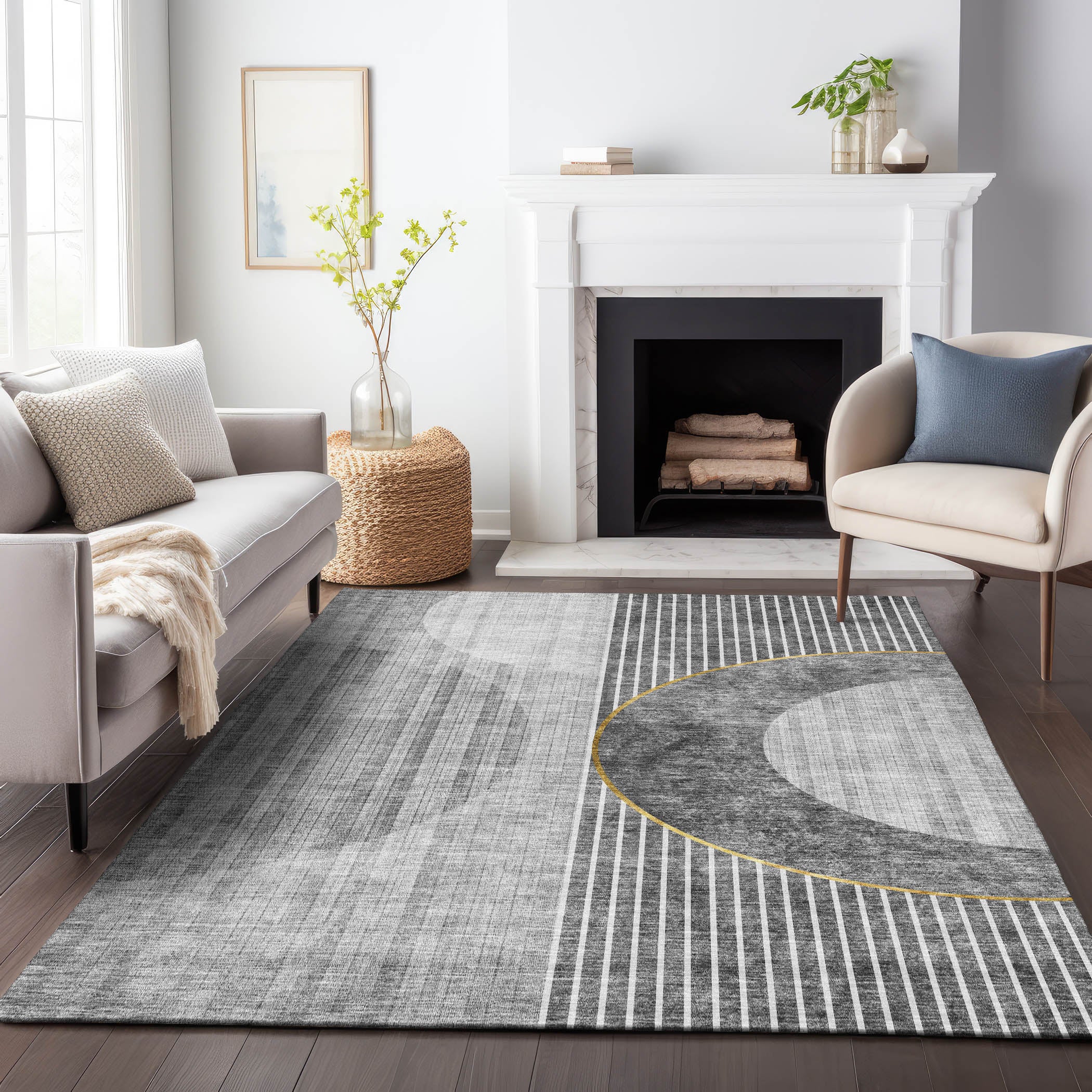 Marrakech Machine Washable Transitional Charcoal Gray Rug 2'6" x 3'10" #shape_Rectangle