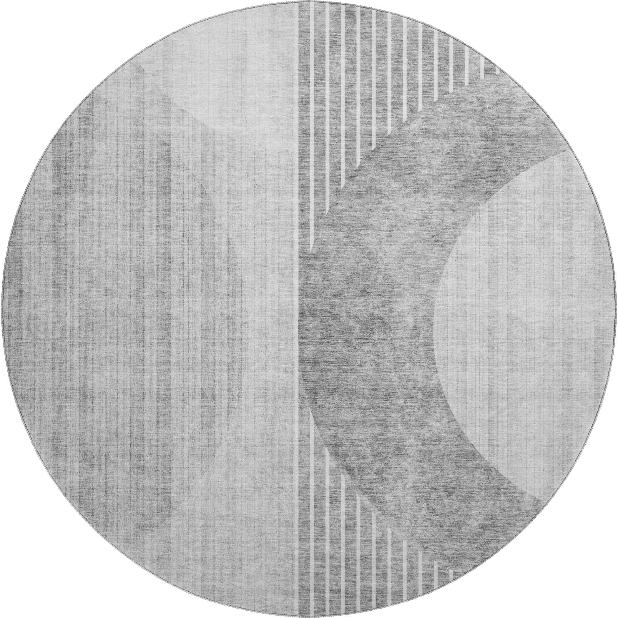 Marrakech Machine Washable Transitional Gray Rug 8' x 8' #shape_Round
