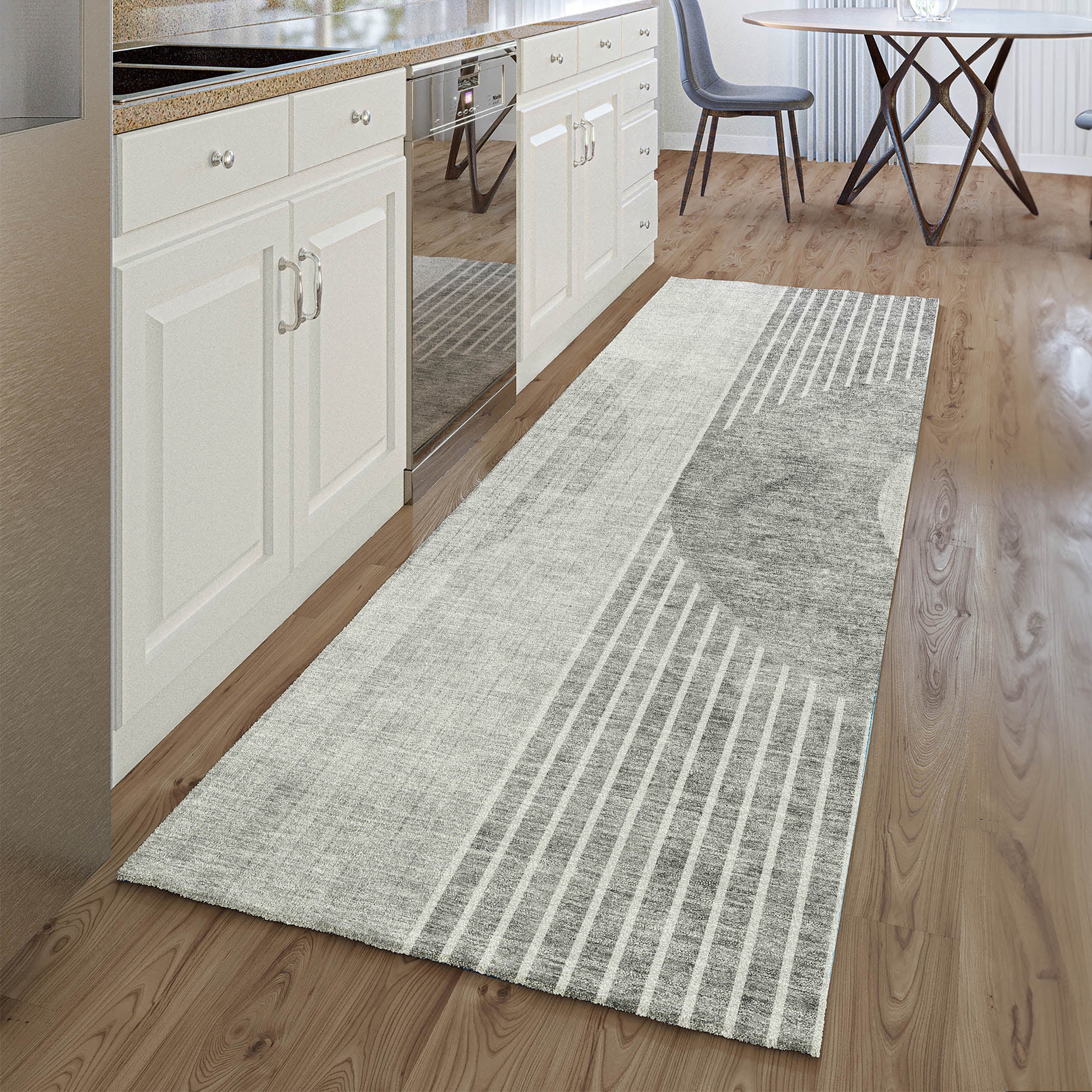 Marrakech Machine Washable Transitional Gray Rug 2'3" x 7'6" #shape_Runner
