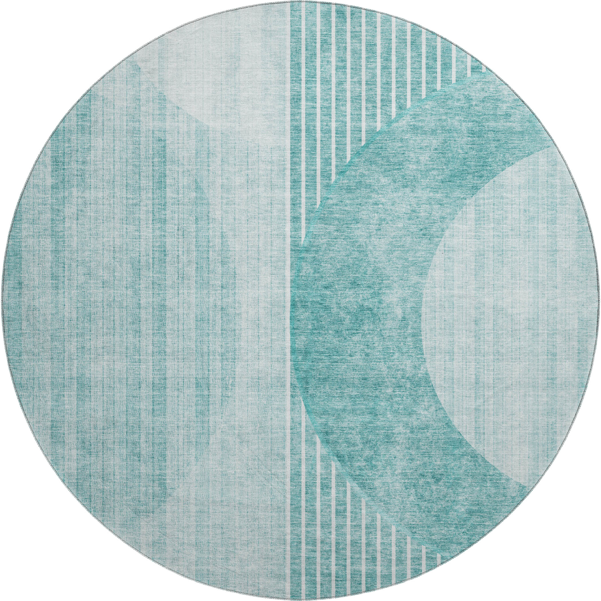 Marrakech Machine Washable Transitional Teal Rug 8' x 8' #shape_Round