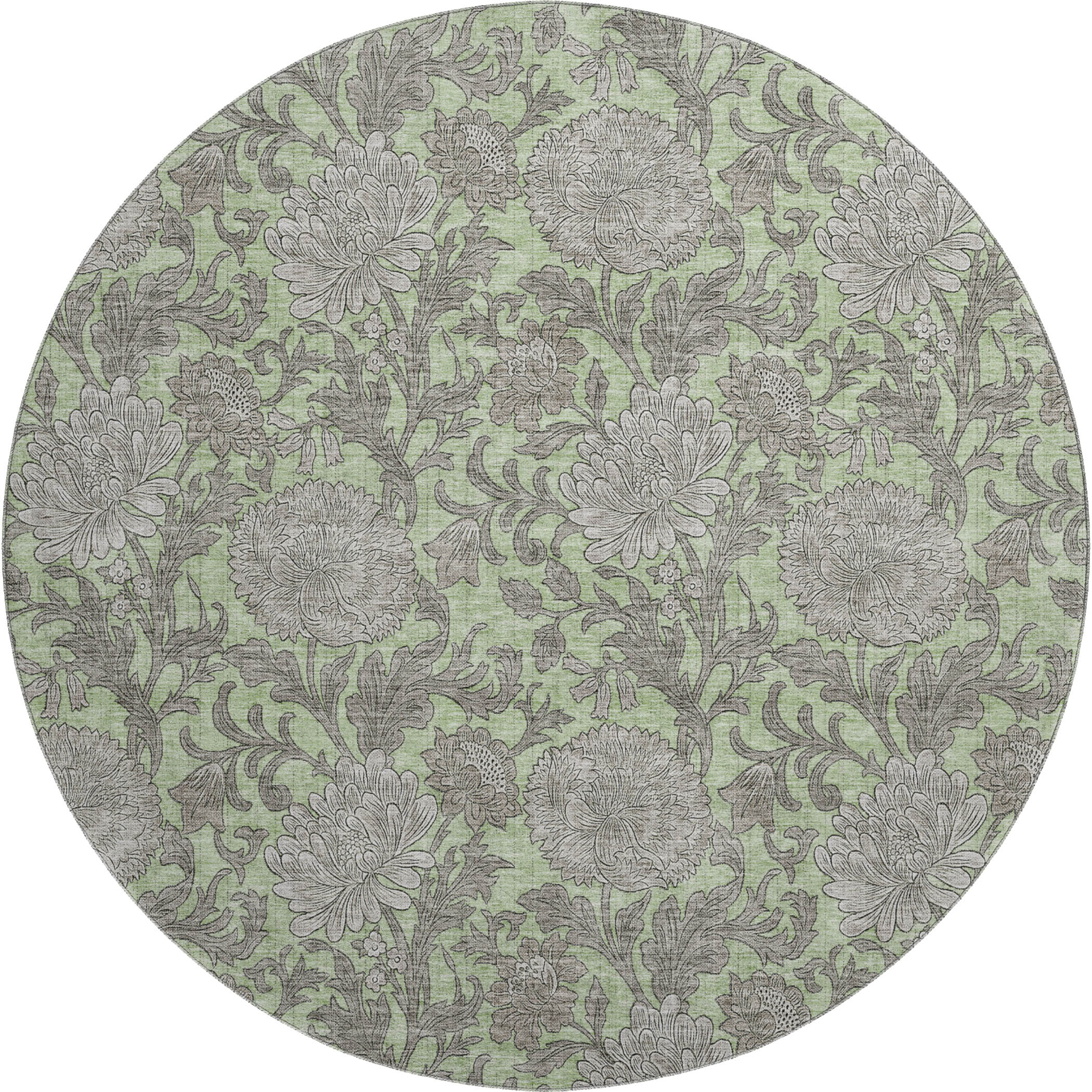 Sintra Machine Washable Transitional Aloe Green Rug 8' x 8' #shape_Round