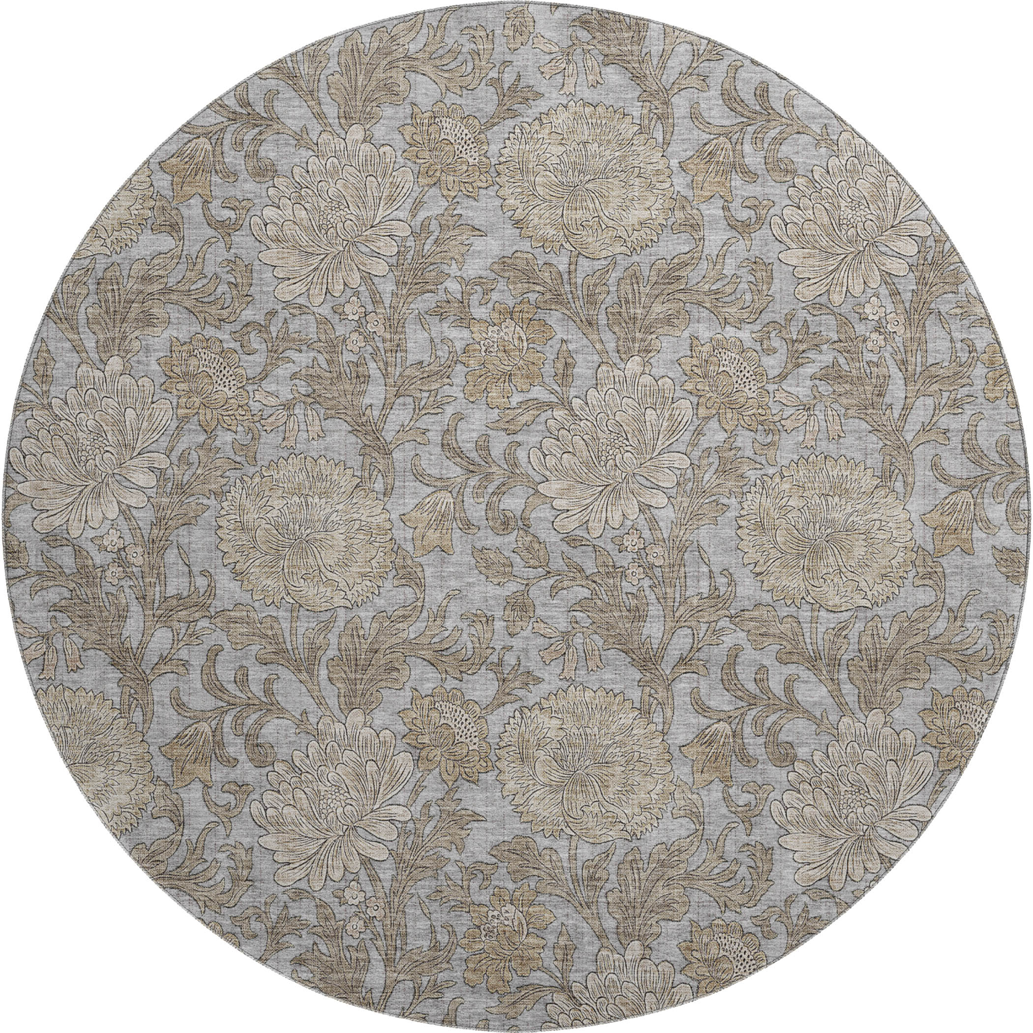 Sintra Machine Washable Transitional Gray Rug 8' x 8' #shape_Round