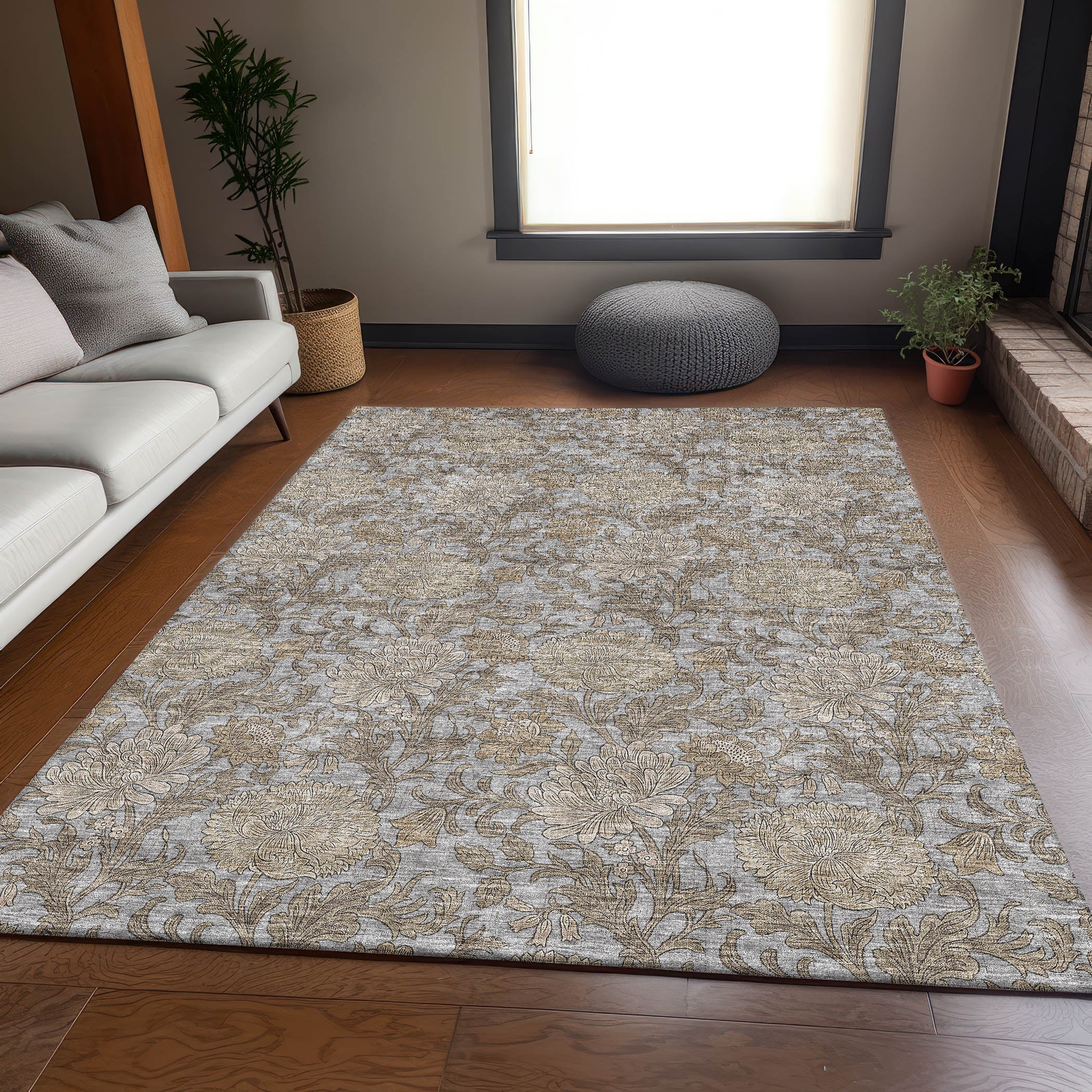 Sintra Machine Washable Transitional Gray Rug 2'6" x 3'10" #shape_Rectangle