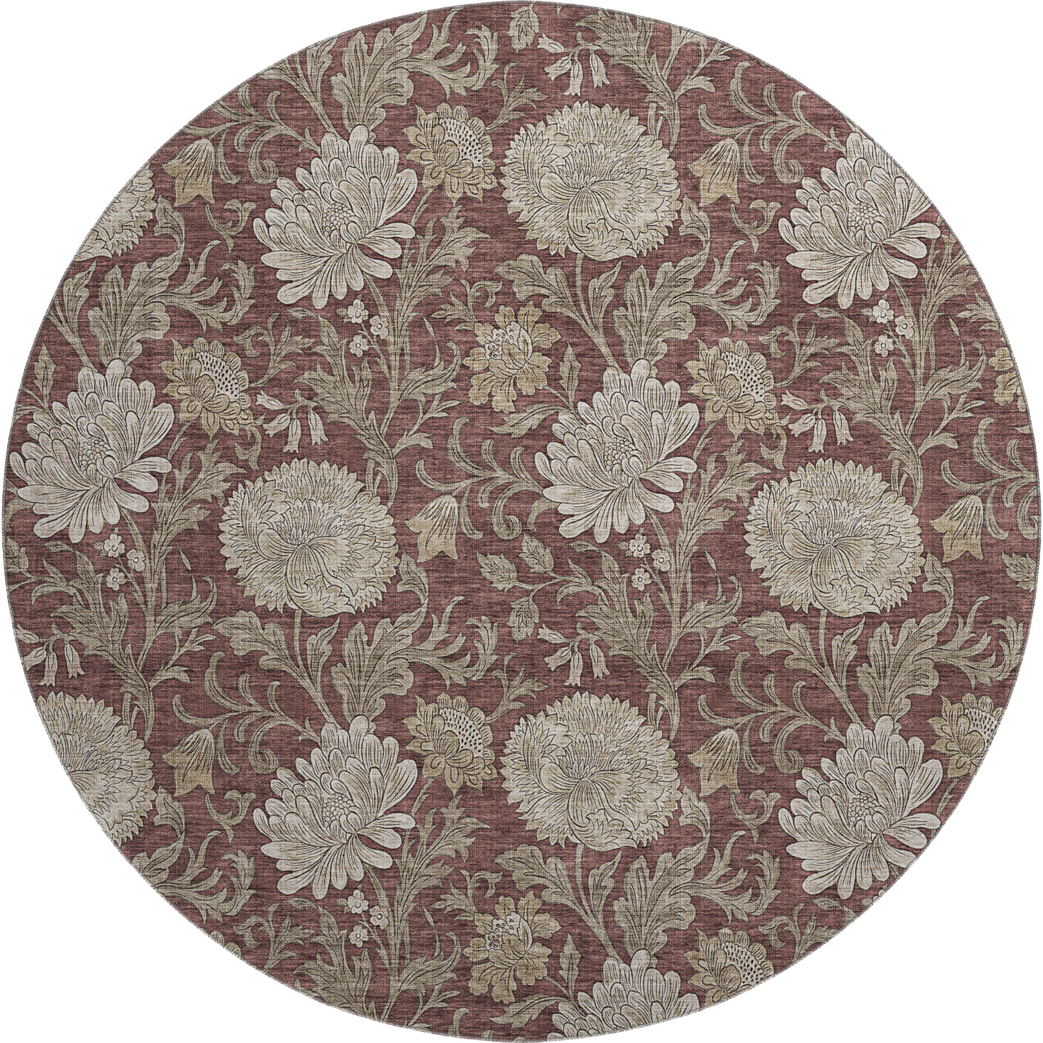 Sintra Machine Washable Transitional Merlot Red Rug 8' x 8' #shape_Round