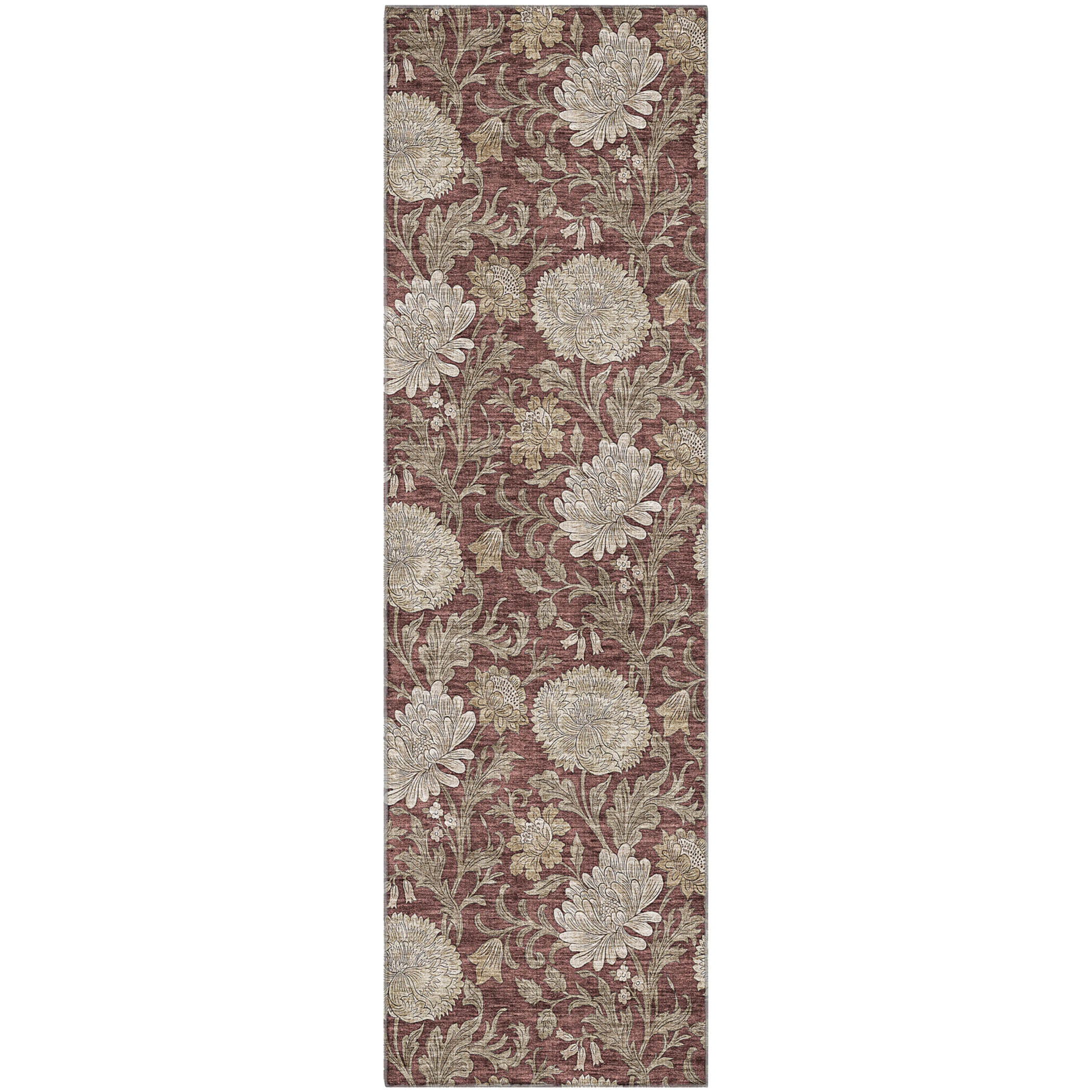 Sintra Machine Washable Transitional Merlot Red Rug 2'3" x 7'6" #shape_Runner