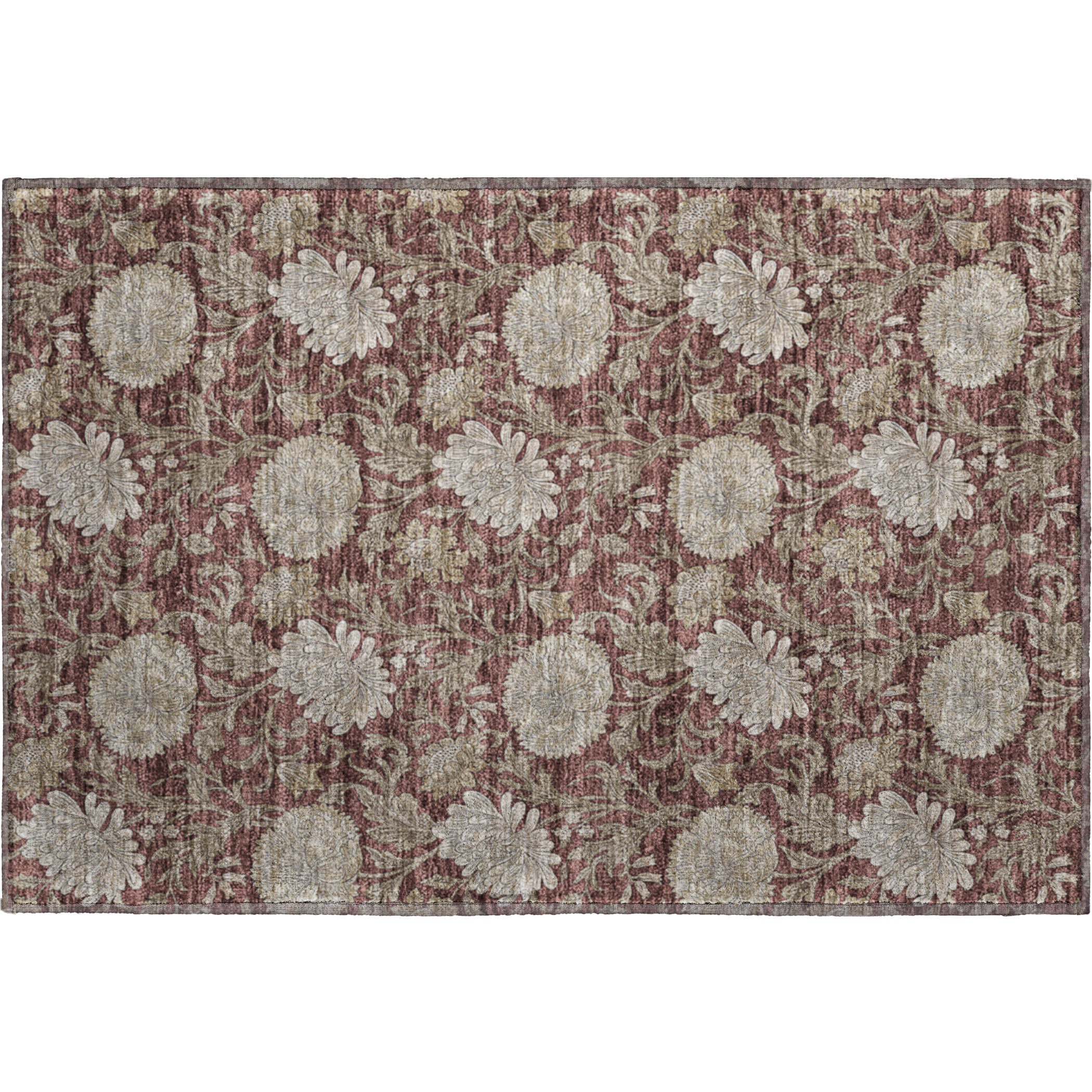 Sintra Machine Washable Transitional Merlot Red Rug 1'8" x 2'6" #shape_Rectangle