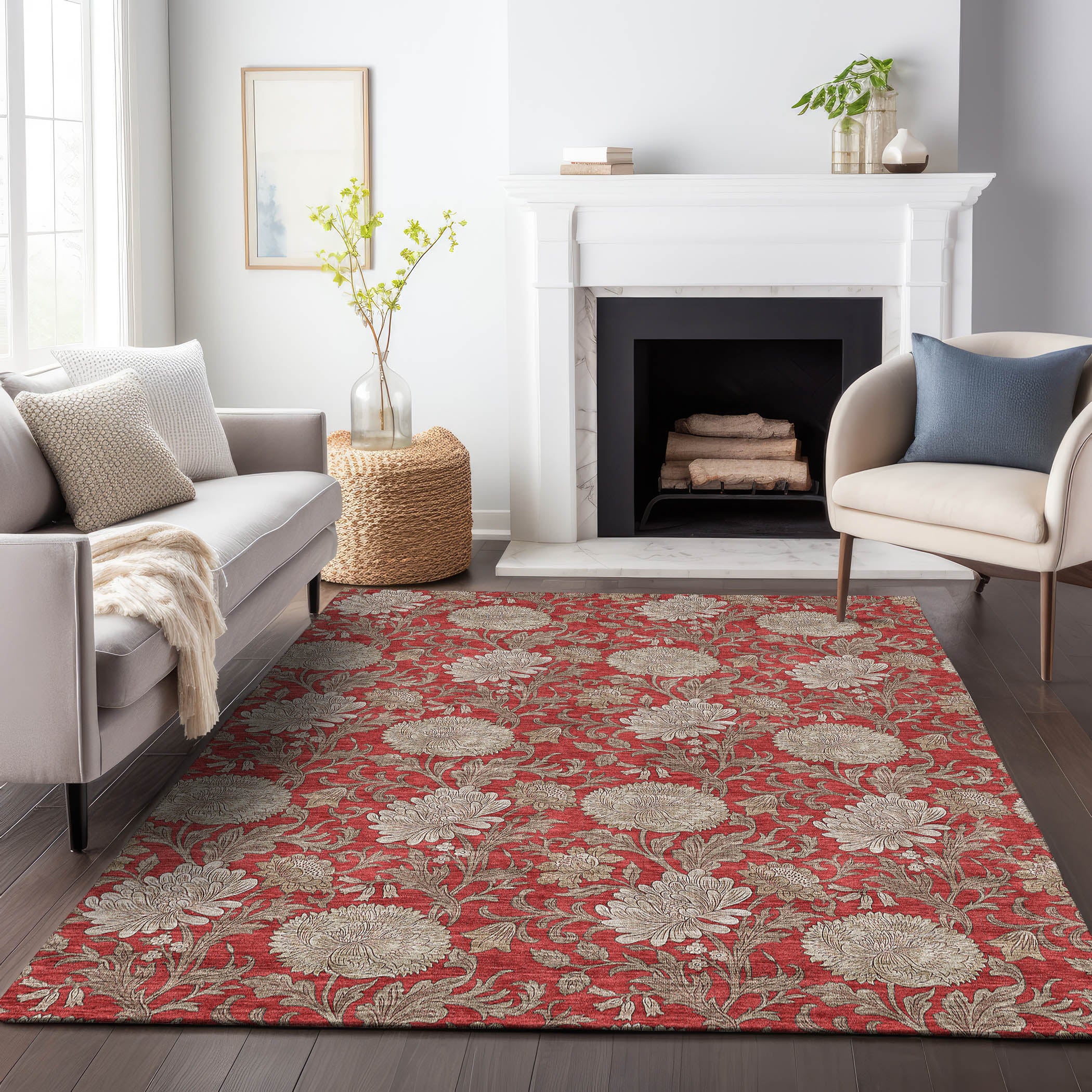Sintra Machine Washable Transitional Red Rug 2'6" x 3'10" #shape_Rectangle