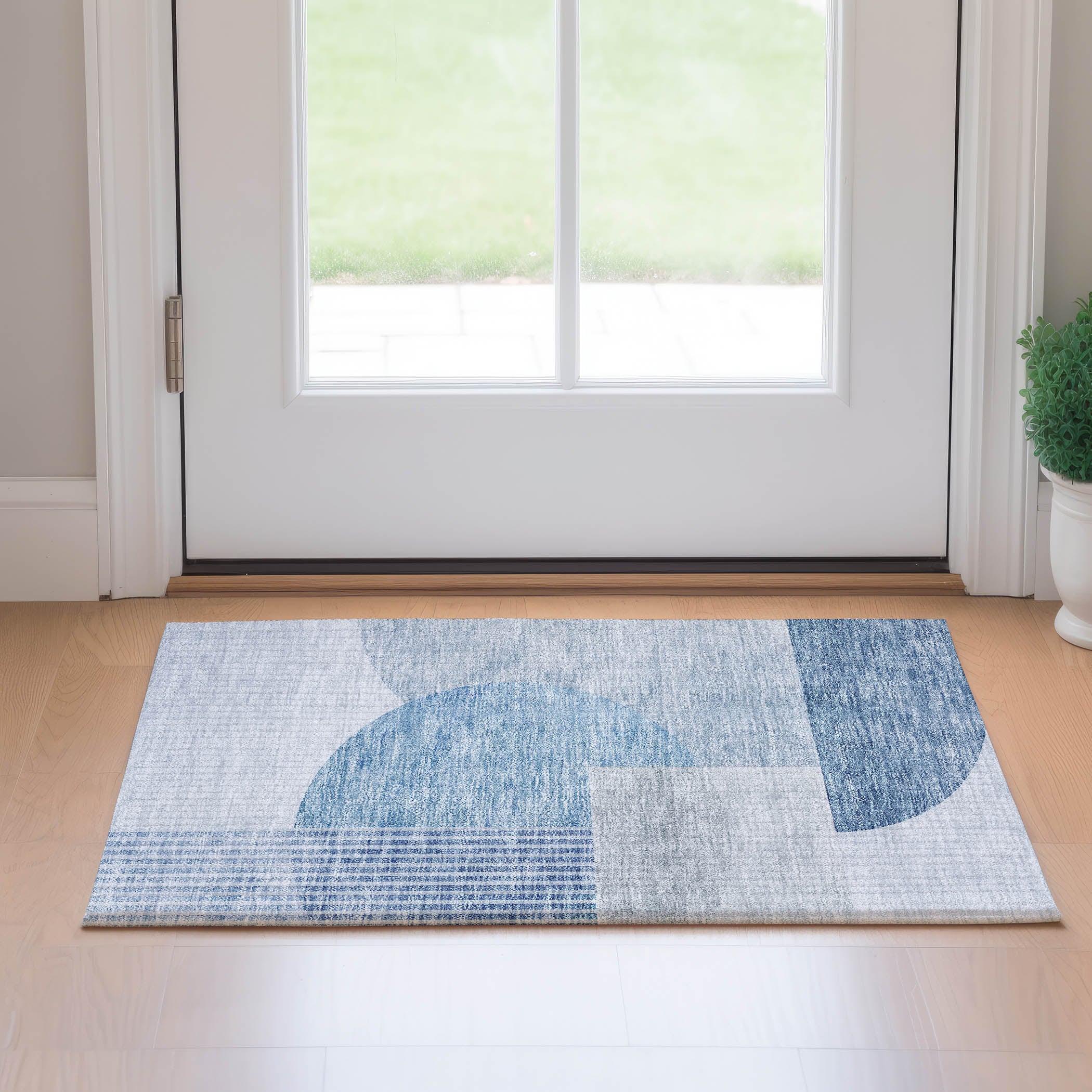 Montevideo Machine Washable Transitional Blue Rug 1'8" x 2'6" #shape_Rectangle