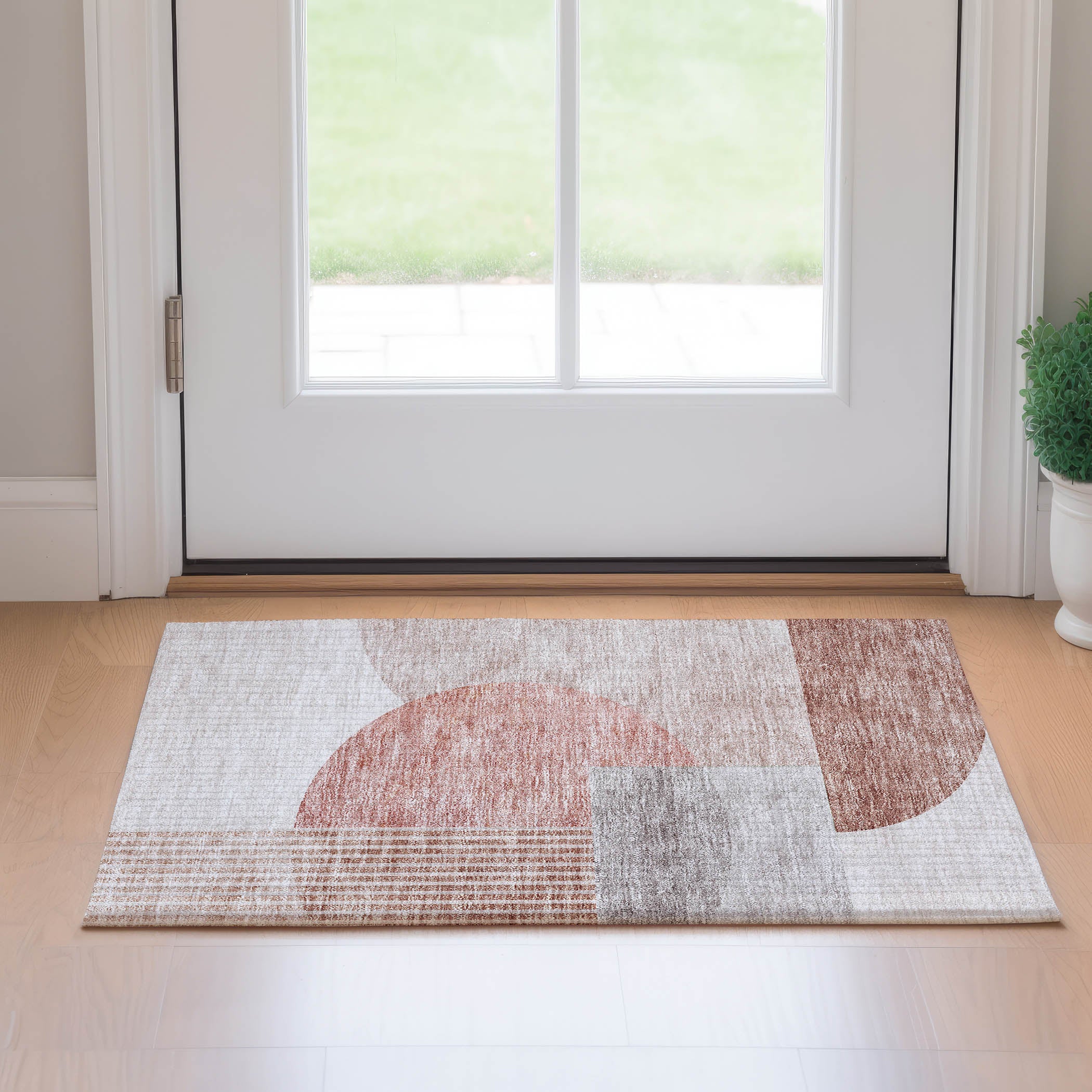 Montevideo Machine Washable Transitional Copper Orange Rug 1'8" x 2'6" #shape_Rectangle