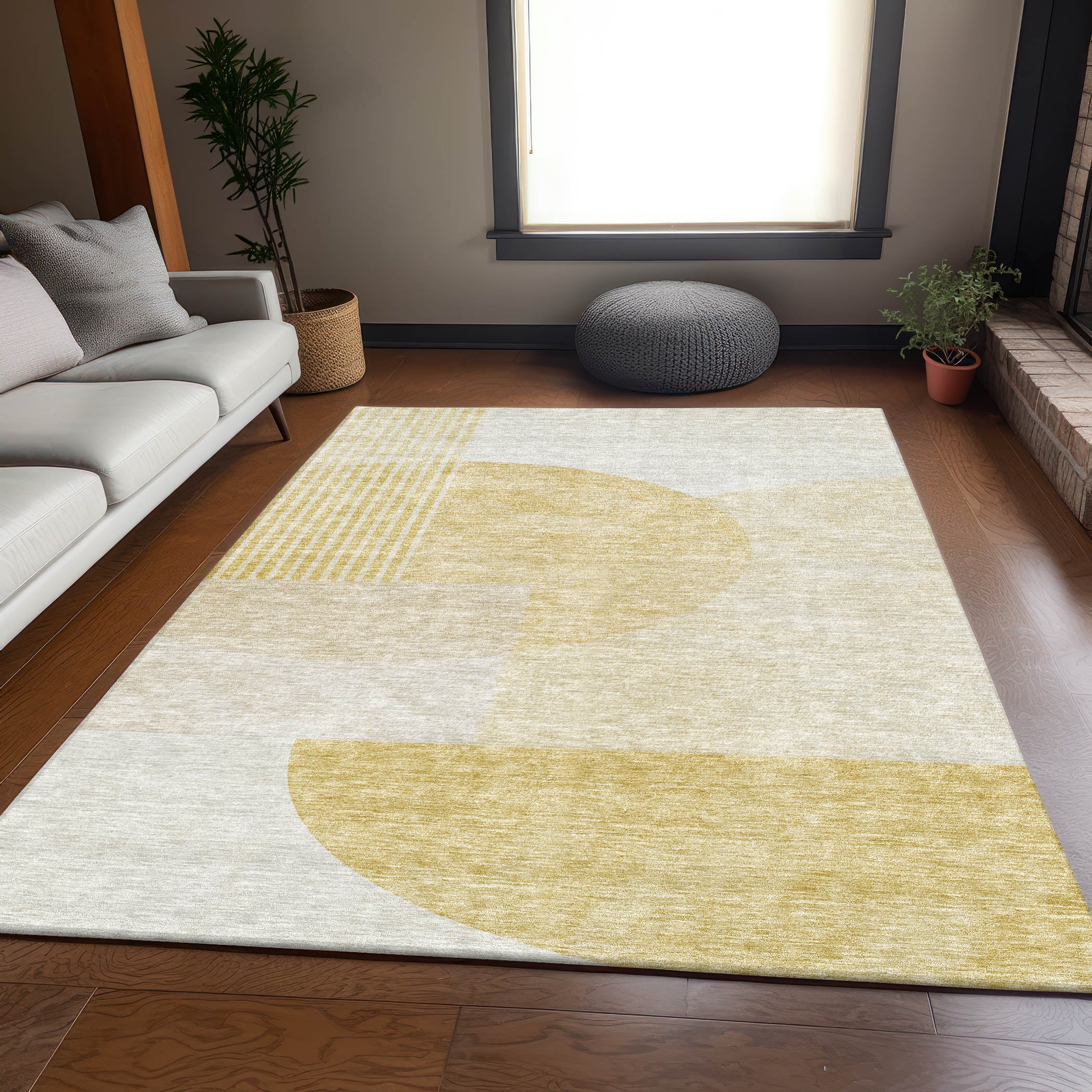 Montevideo Machine Washable Transitional Gold Rug 2'6" x 3'10" #shape_Rectangle