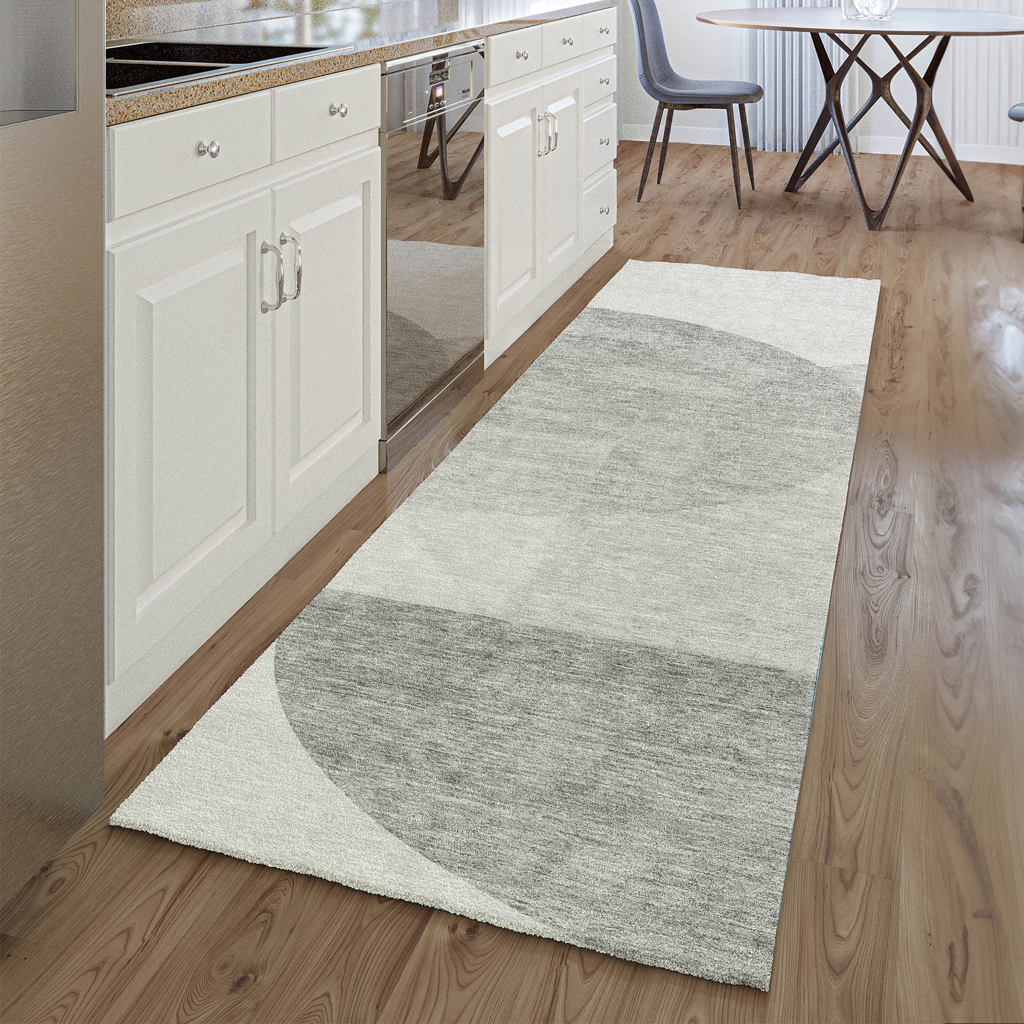 Montevideo Machine Washable Transitional Gray Rug 2'3" x 7'6" #shape_Runner