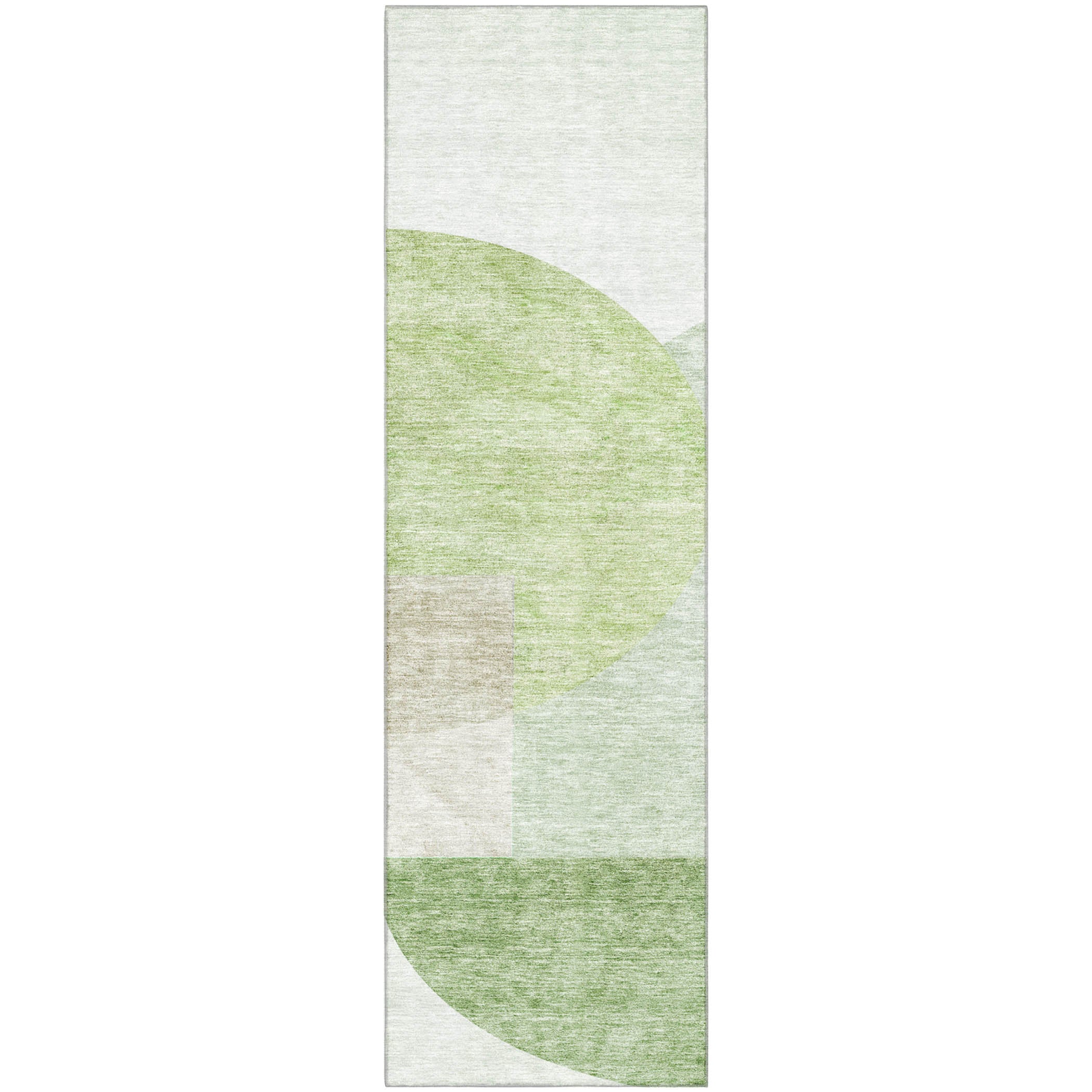 Montevideo Machine Washable Transitional Olive Green Rug 2'3" x 7'6" #shape_Runner